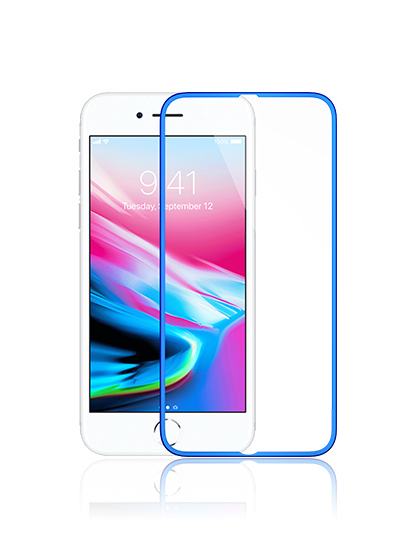 Tempered Glass Screen Protector for iPhone 6/6S/7/8 - Metal Blue Edge