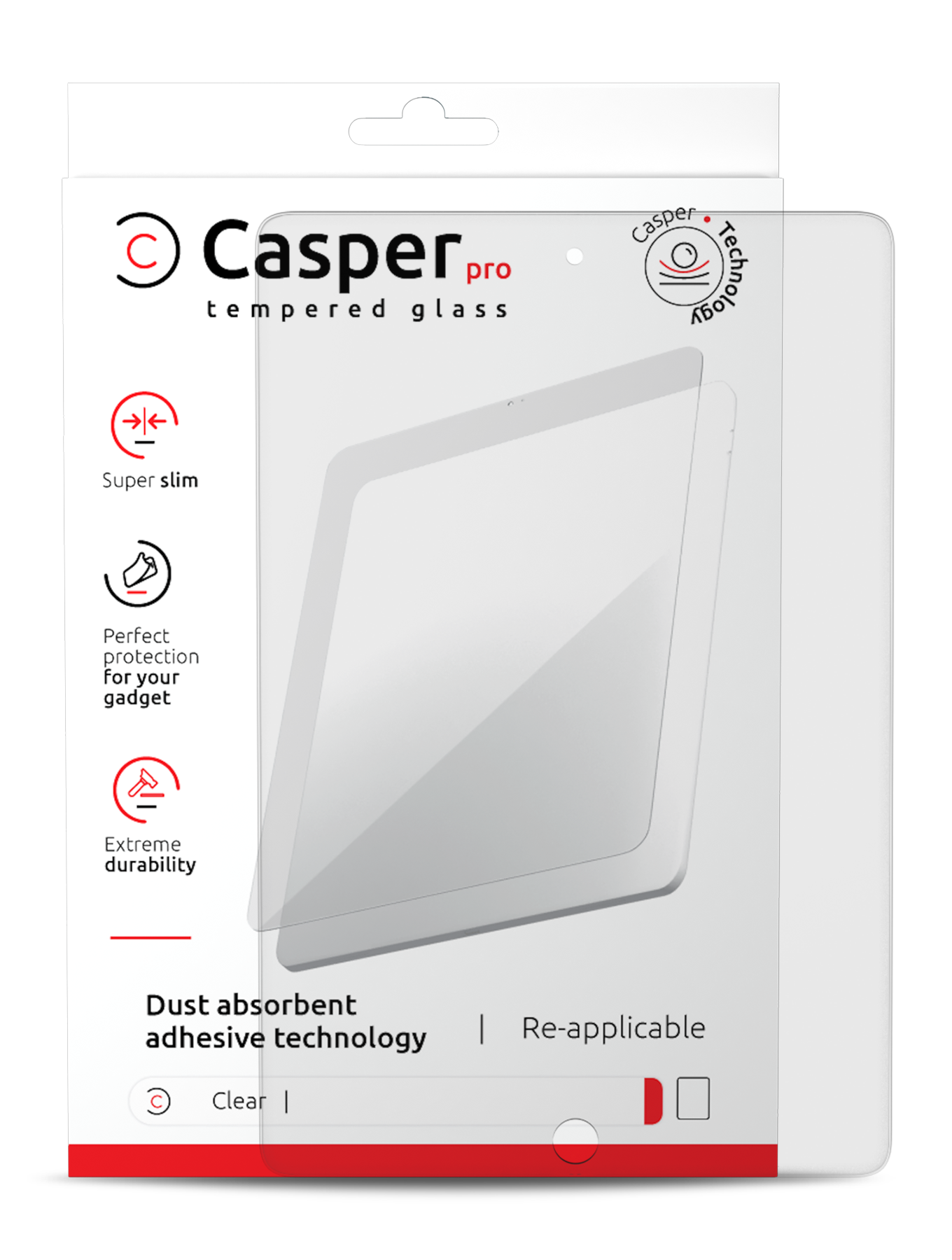 Casper Pro Tempered Glass For iPad Pro 12.9 3rd Gen (2018) / iPad 12.9 4th Gen (2020) / iPad 12.9 5th Gen (2021) / iPad 12.9 6th Gen (2022) (Retail Pack) (Clear)