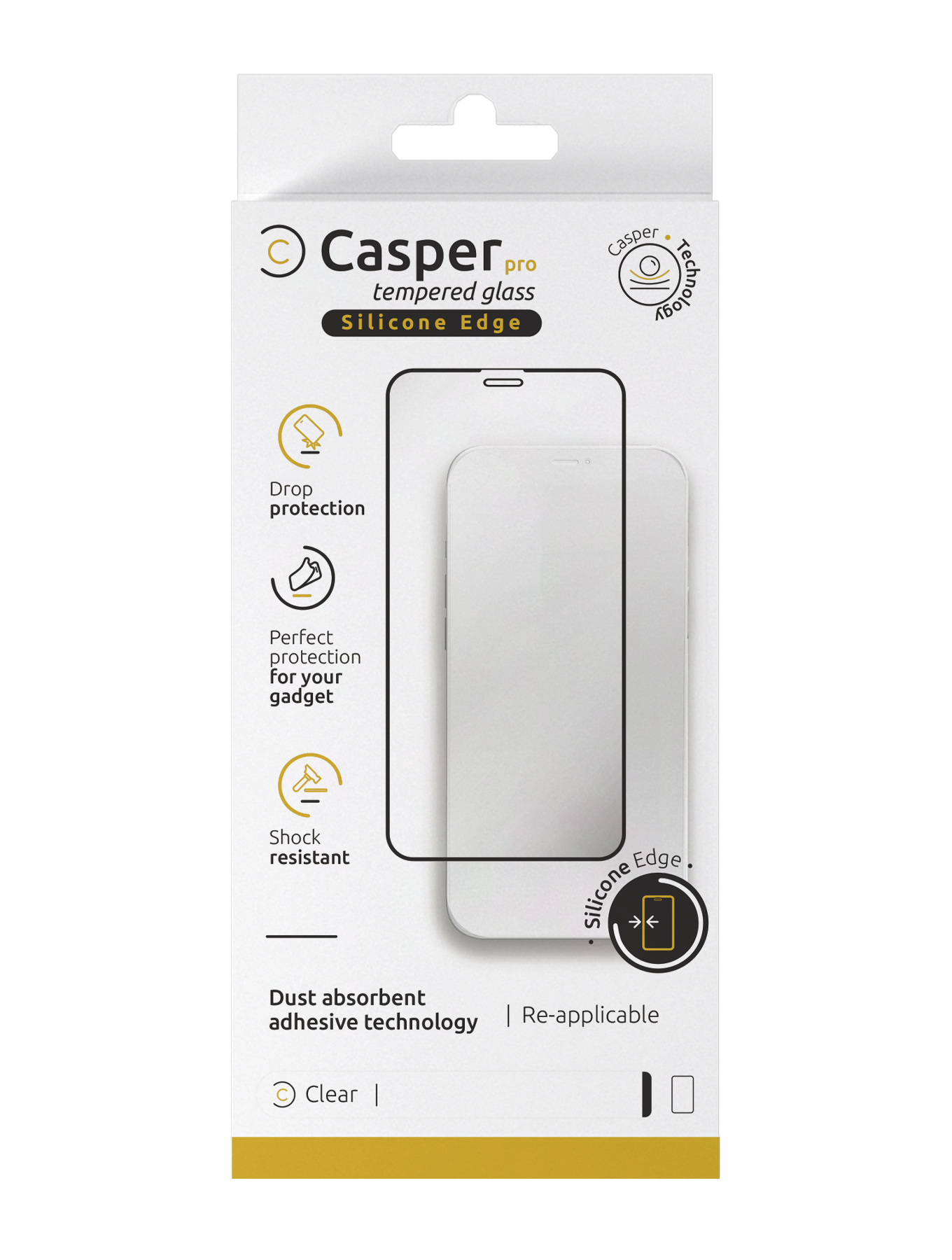 Casper Pro Silicone Tempered Glass For iPhone 14 Pro Max (Retail Pack) (Clear)