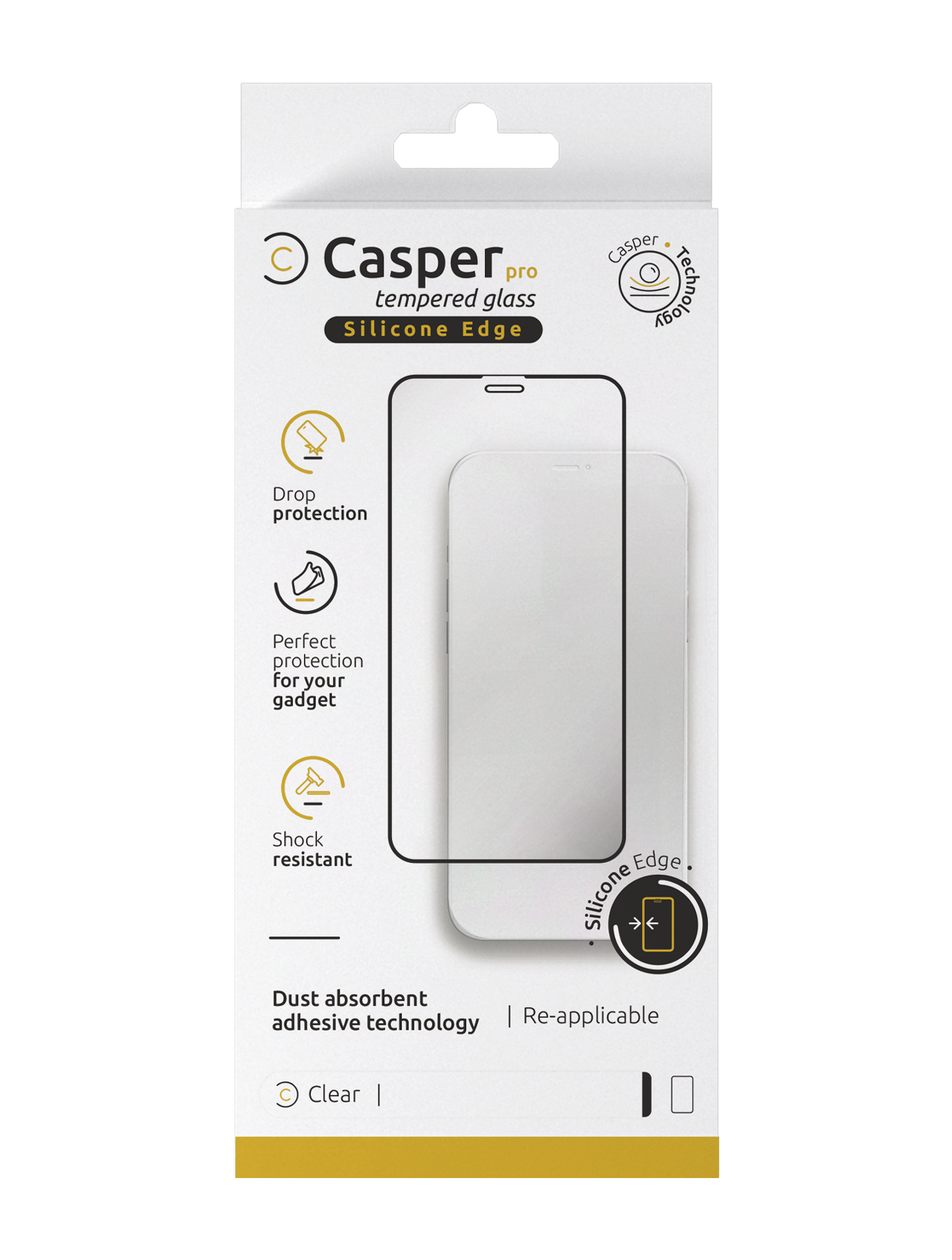 Casper Pro Silicone Tempered Glass For iPhone 13 Mini (Retail Pack) (Clear)