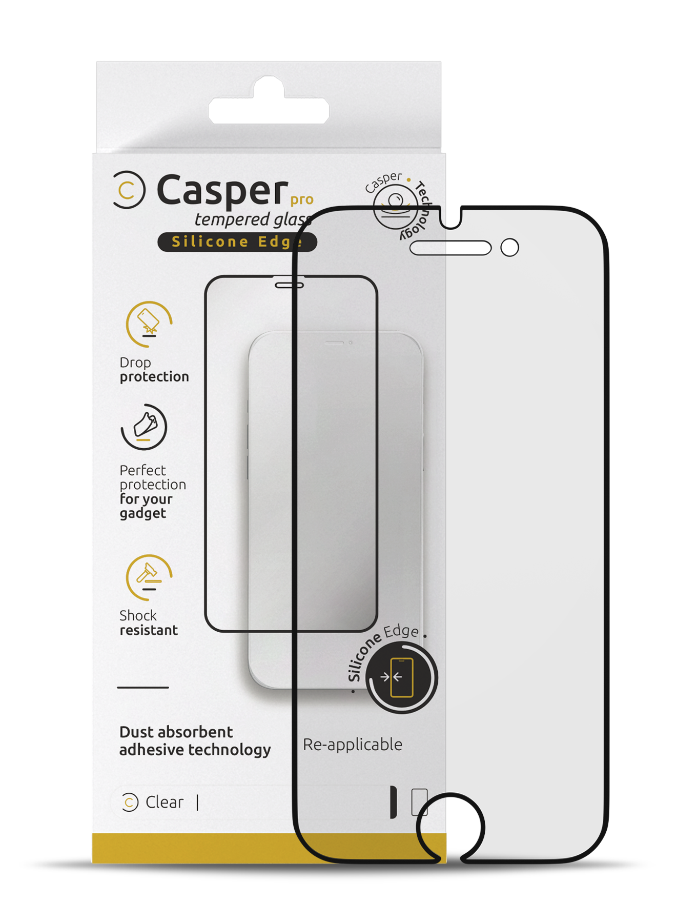 Casper Pro Silicone Tempered Glass Screen Protector for iPhone SE (2020) - Clear