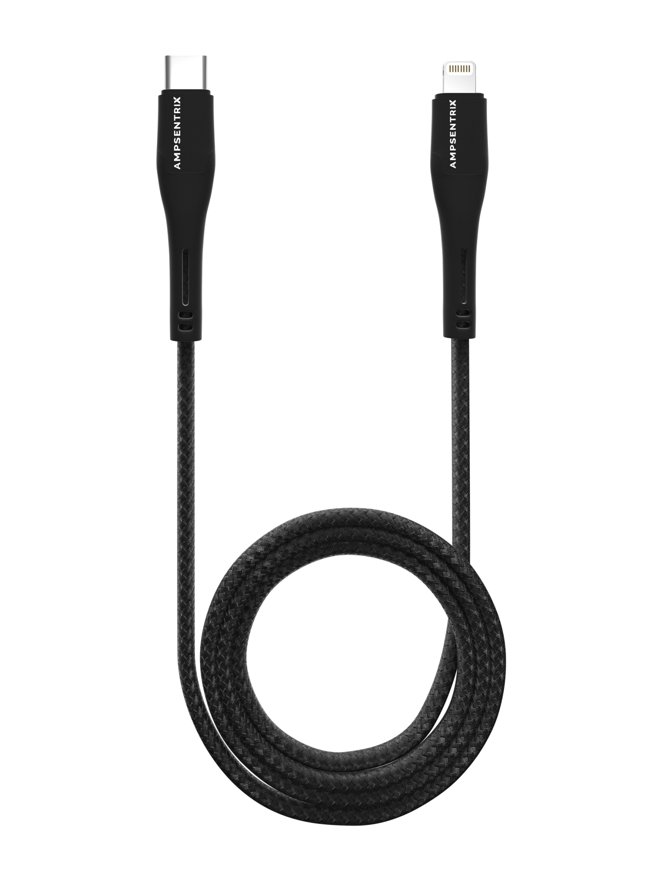 AmpSentrix Matrix Lightning to USB-C Cable (Non-MFI) (1m, 3ft) (Black)