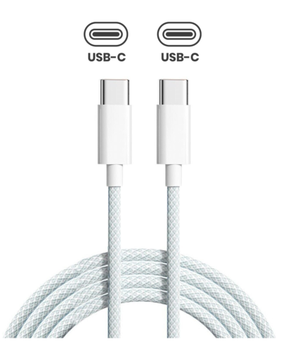 Apple USB-C to USB-C Braided Cable (1m, 3ft) (OEM Brand New, Bulk Packaging)