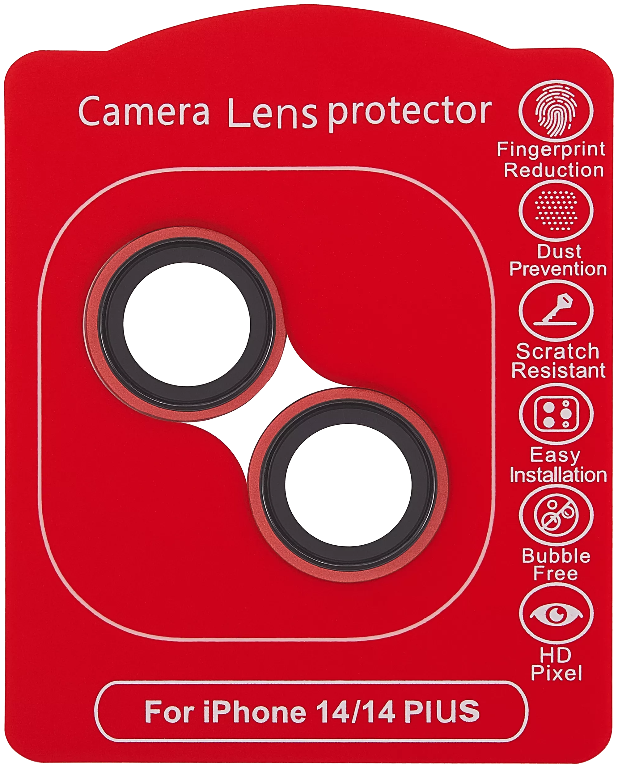 Casper Camera Lens Protector For iPhone 14 / 14 Plus (Red) (Clear)