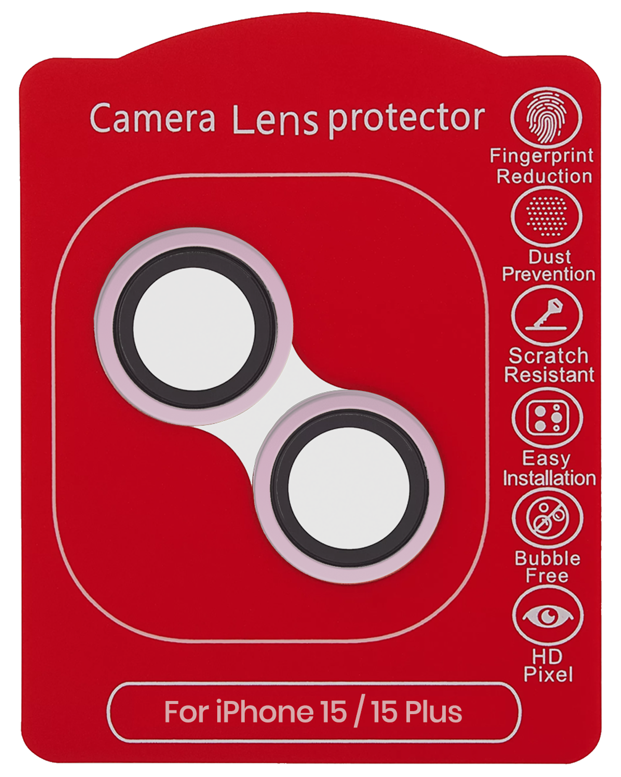 Casper Camera Lens Protector For iPhone 15 / 15 Plus (Pink) (Clear)