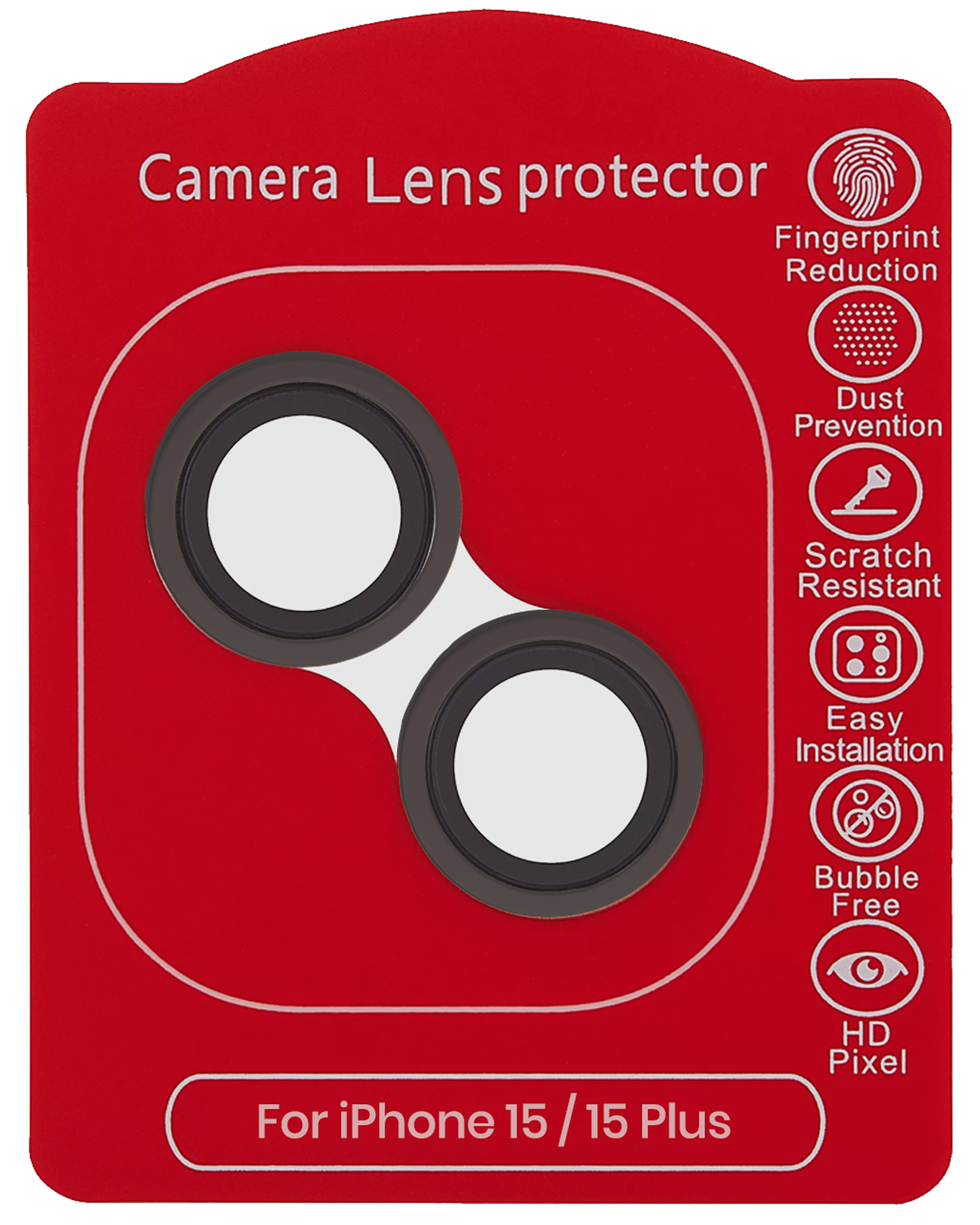 Casper Camera Lens Protector For iPhone 15 / 15 Plus (Black) (Clear)