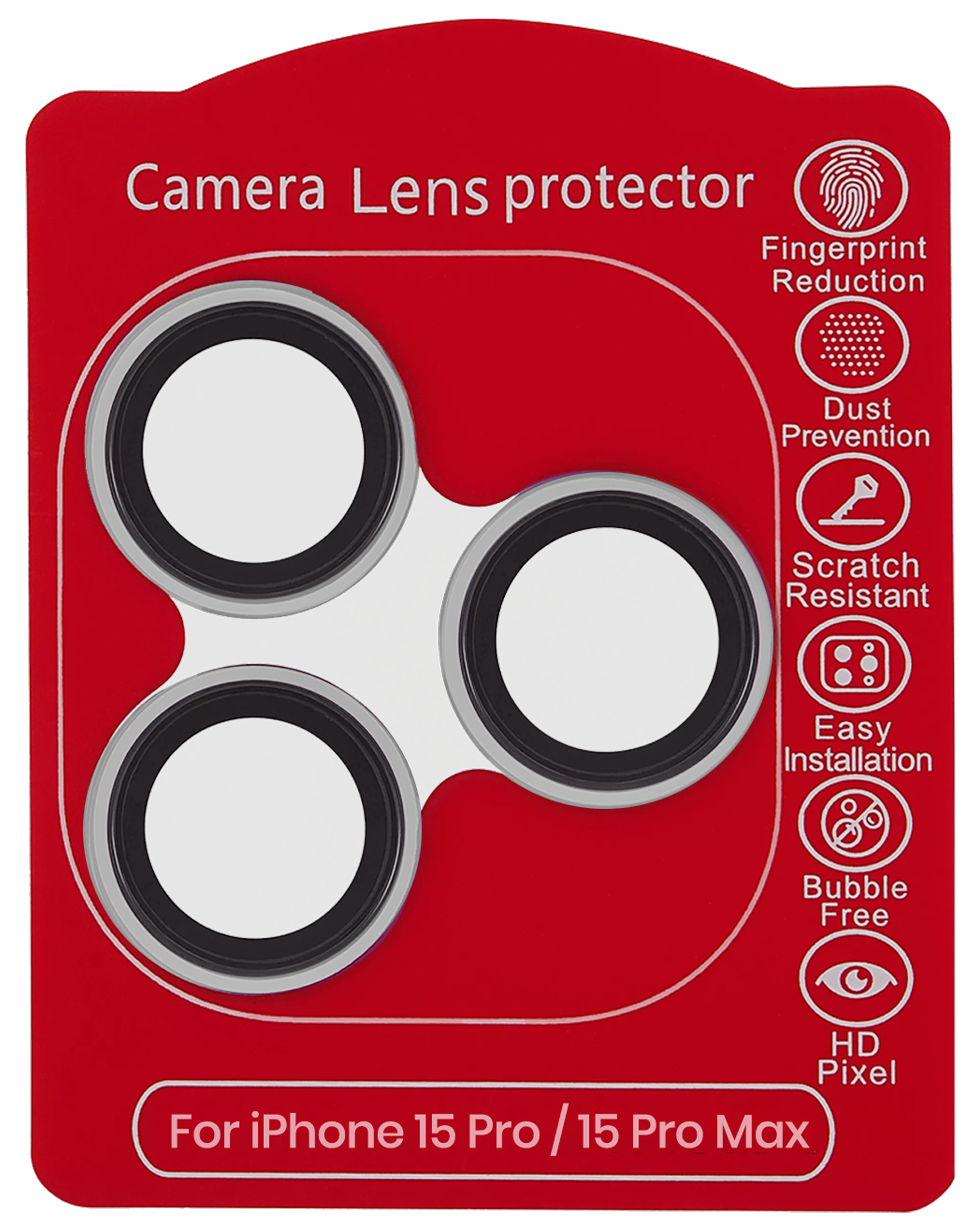 Casper Camera Lens Protector For iPhone 15 Pro / 15 Pro Max (Clear) (Silver)