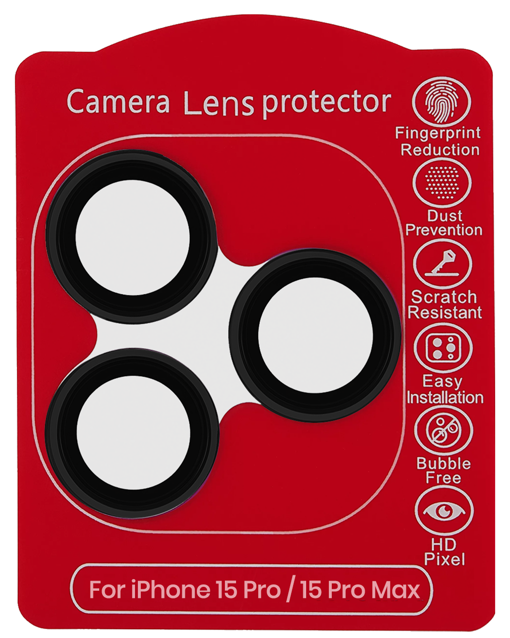 Casper Camera Lens Protector For iPhone 15 Pro / 15 Pro Max (Clear) (Black)