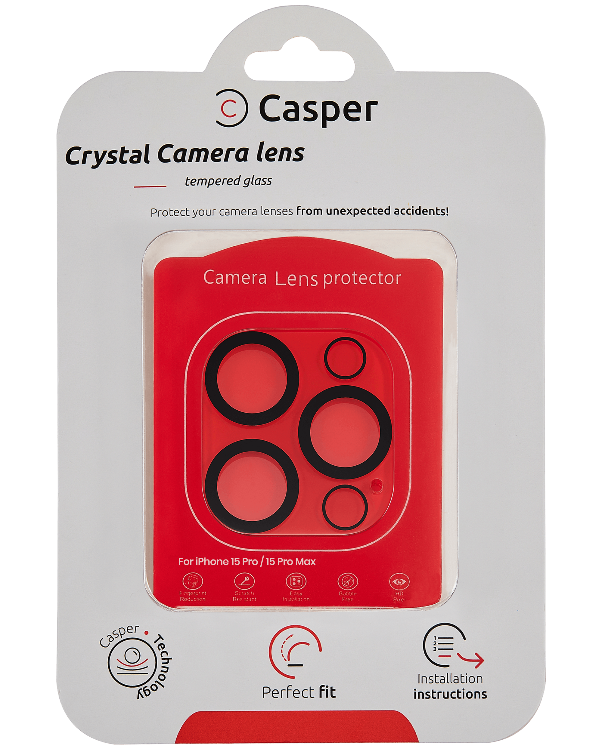 Casper Camera Lens Protector For iPhone 15 Pro / 15 Pro Max (Crystal Full Cover)