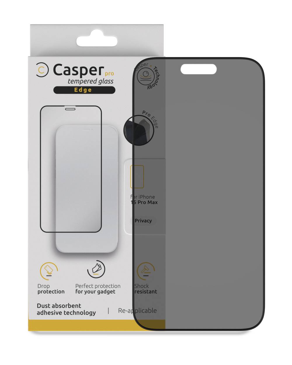 Pro Edge Tempered Glass Screen Protector for iPhone 15 Pro Max - Privacy