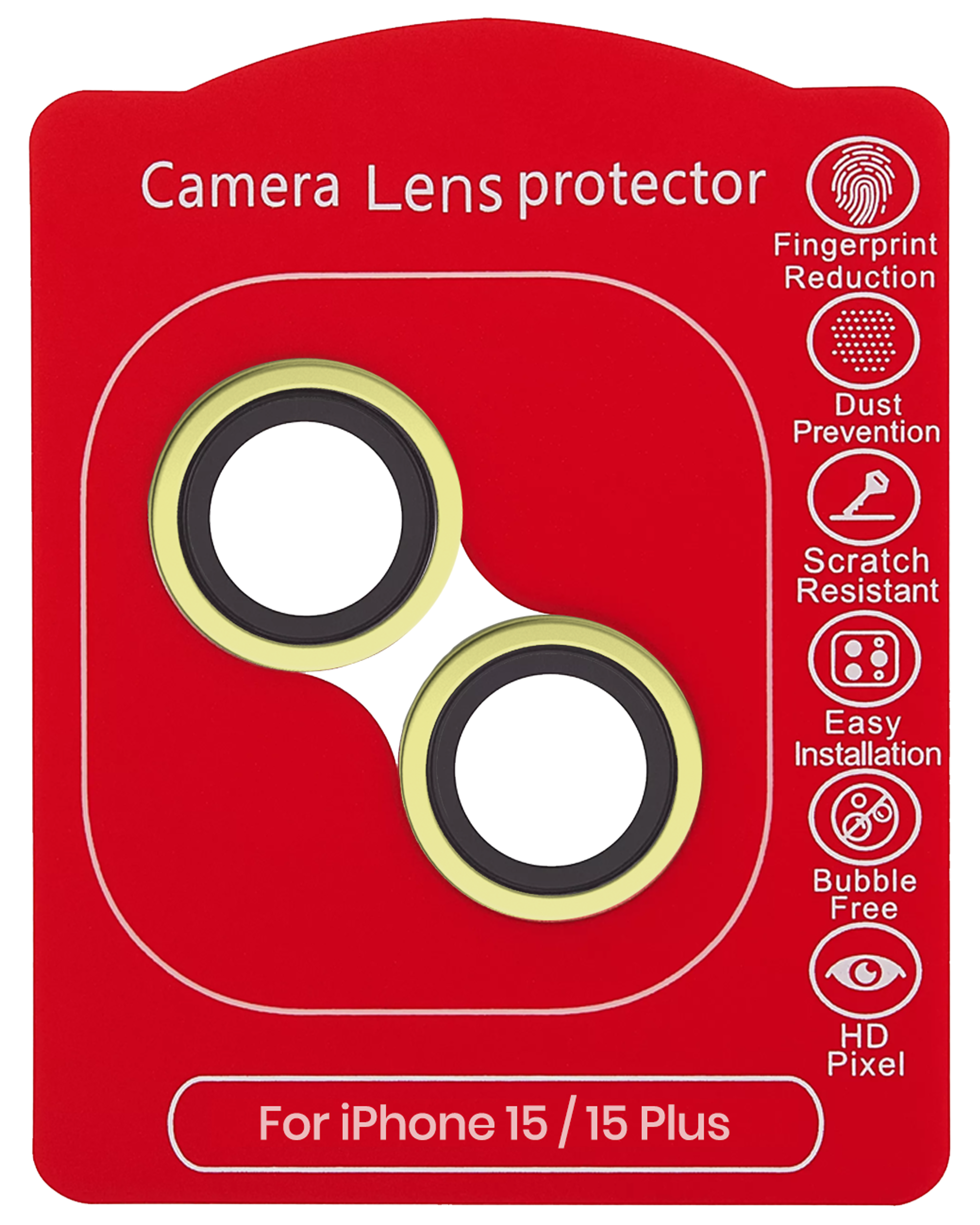 Casper Camera Lens Protector For iPhone 15 / 15 Plus (yellow) (Clear)