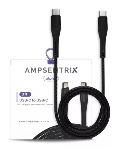 AmpSentrix Alpha USB-C to USB-C Cable (1m/3ft) - Black