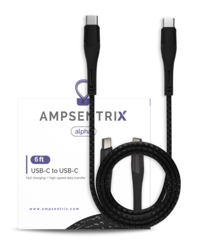 AmpSentrix Alpha USB-C to USB-C Cable (2m/6ft) - Black