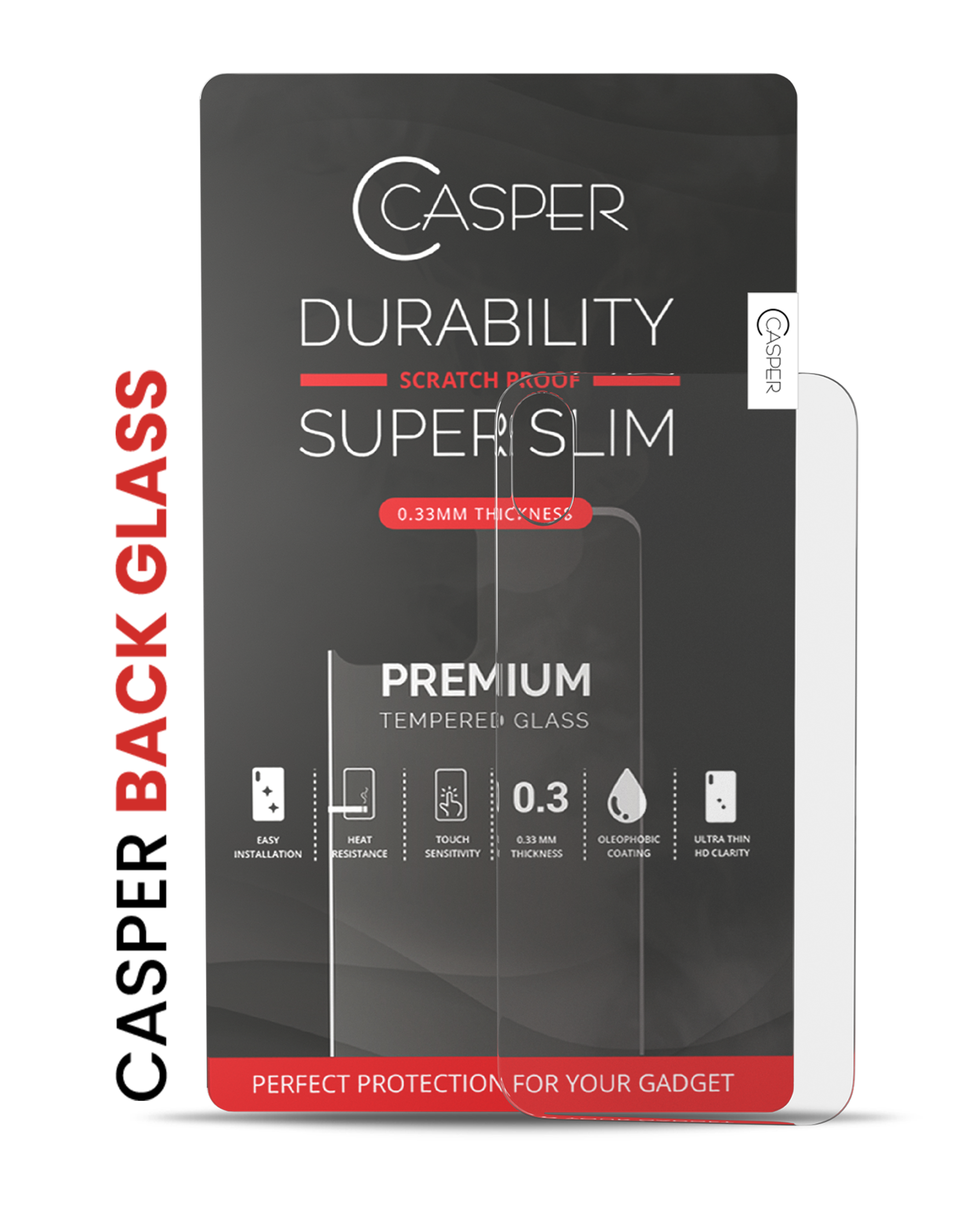Casper Tempered Glass (Back Glass) For iPhone X / XS (Retail Pack) (Clear)