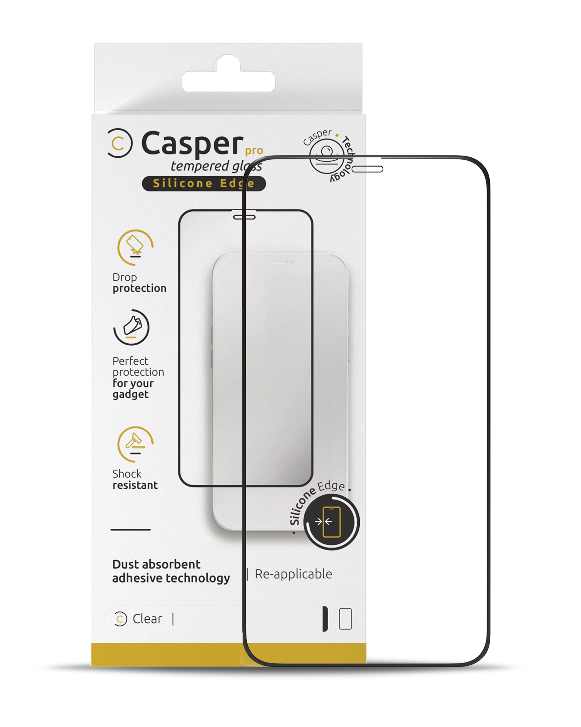 Casper Pro Silicone Tempered Glass For iPhone 12 Pro Max (Retail Pack) (Clear)