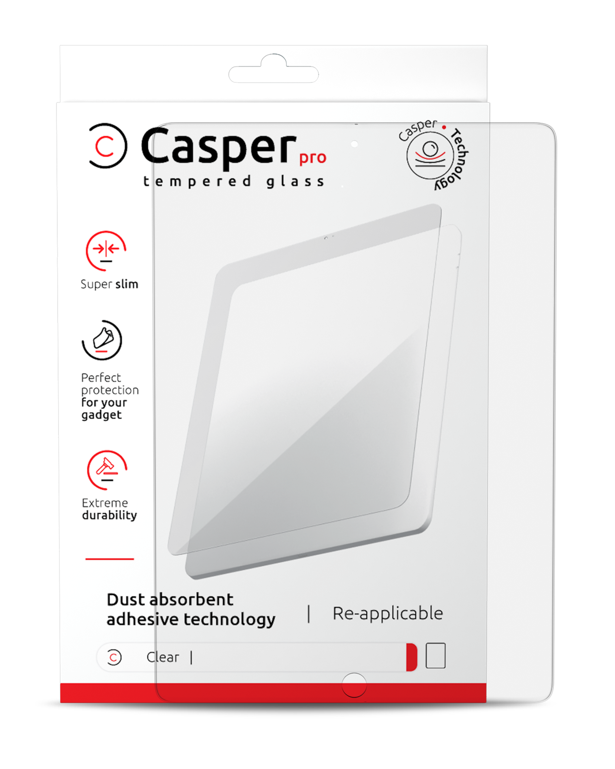 Casper Pro Tempered Glass For iPad Pro 12.9 1st Gen (2015) / iPad 12.9 2nd Gen (2017) (Retail Pack) (Clear)