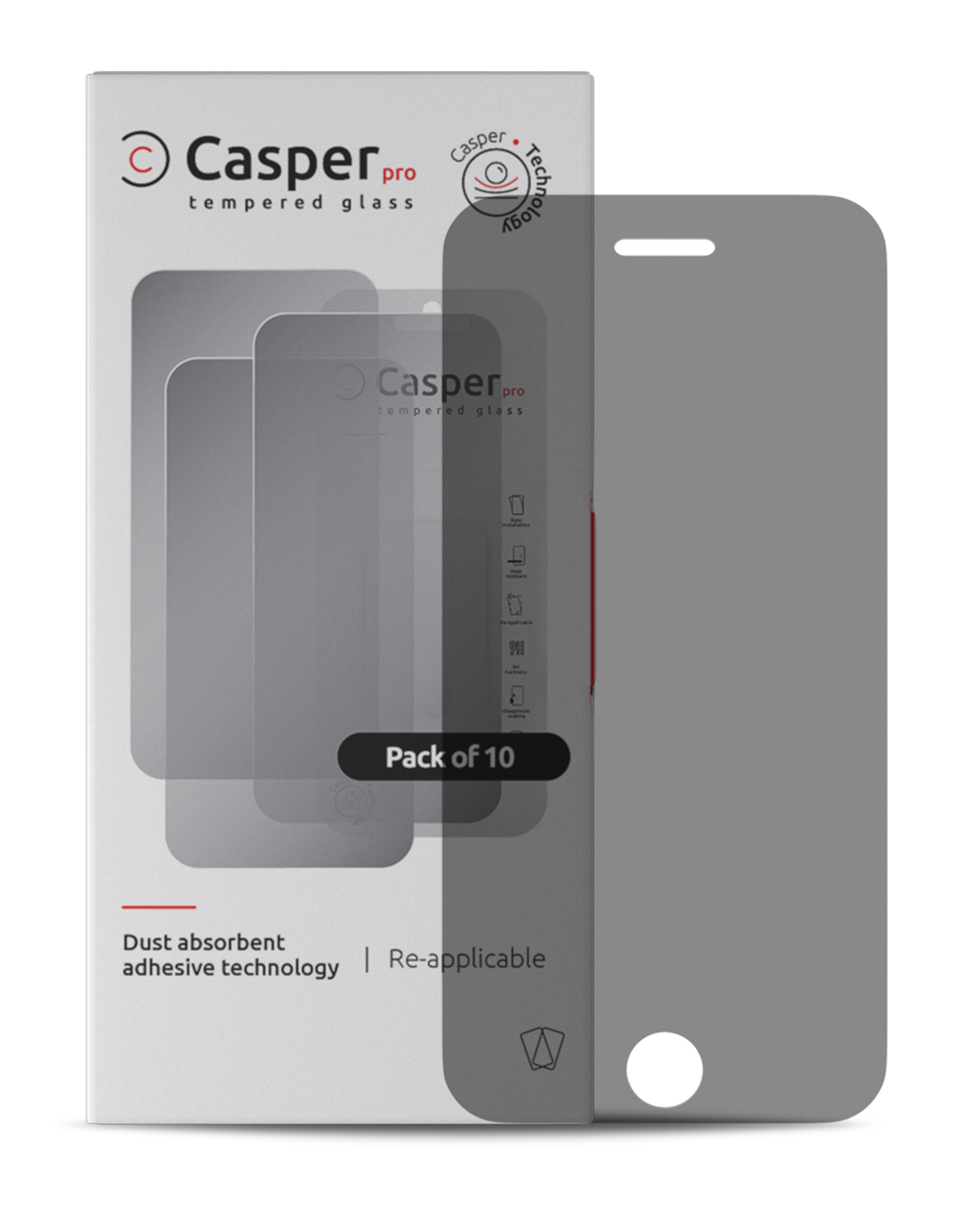 Casper Pro Tempered Glass For iPhone 6 / 6S / 7 / 8 / SE (2020) / SE (2022) (Retail Pack) (Privacy)