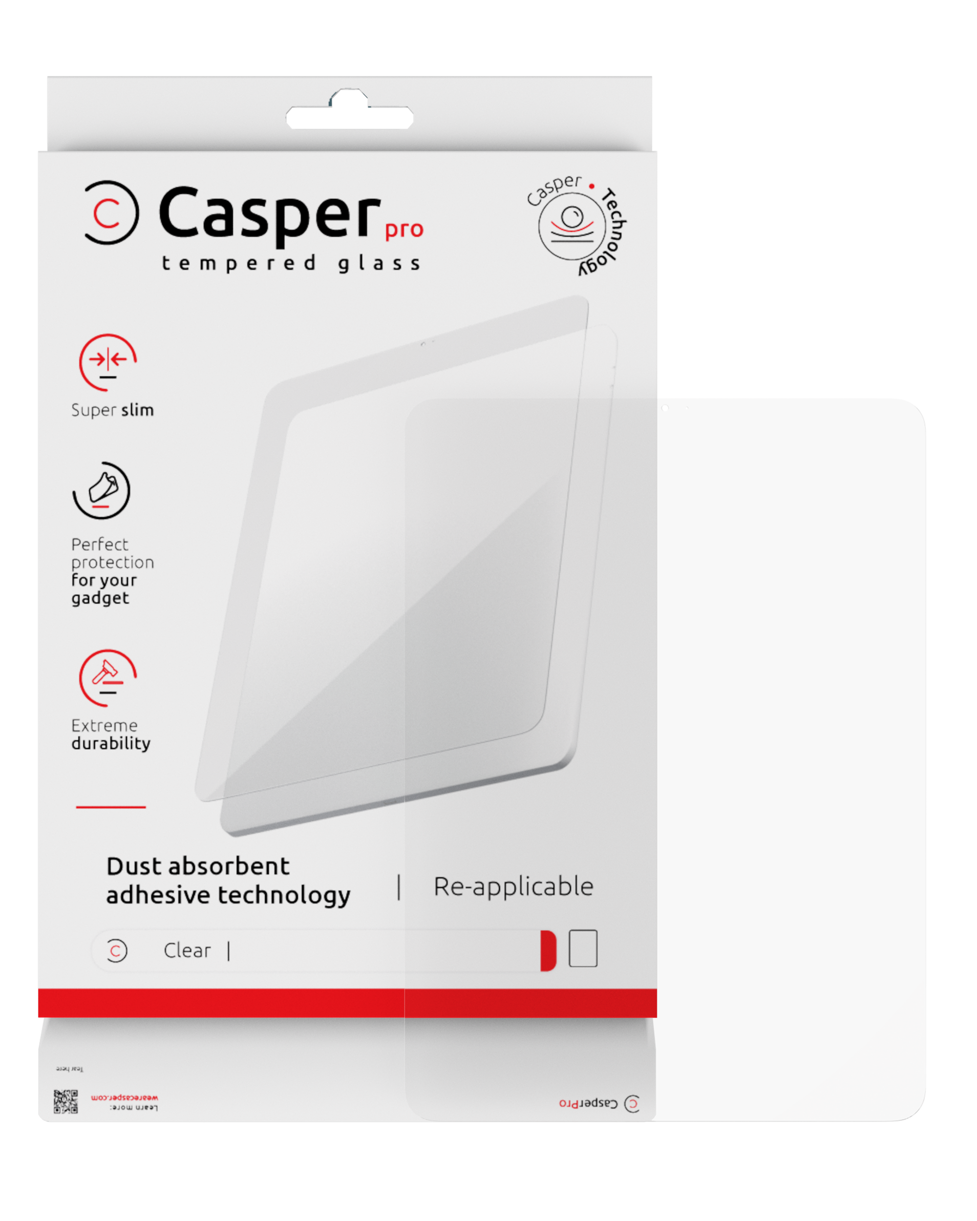 Casper Pro Tempered Glass For iPad Air 11" (2024) / Air 11" (2025)/ Air 11"M4 (2026) (Retail Pack) (Clear)