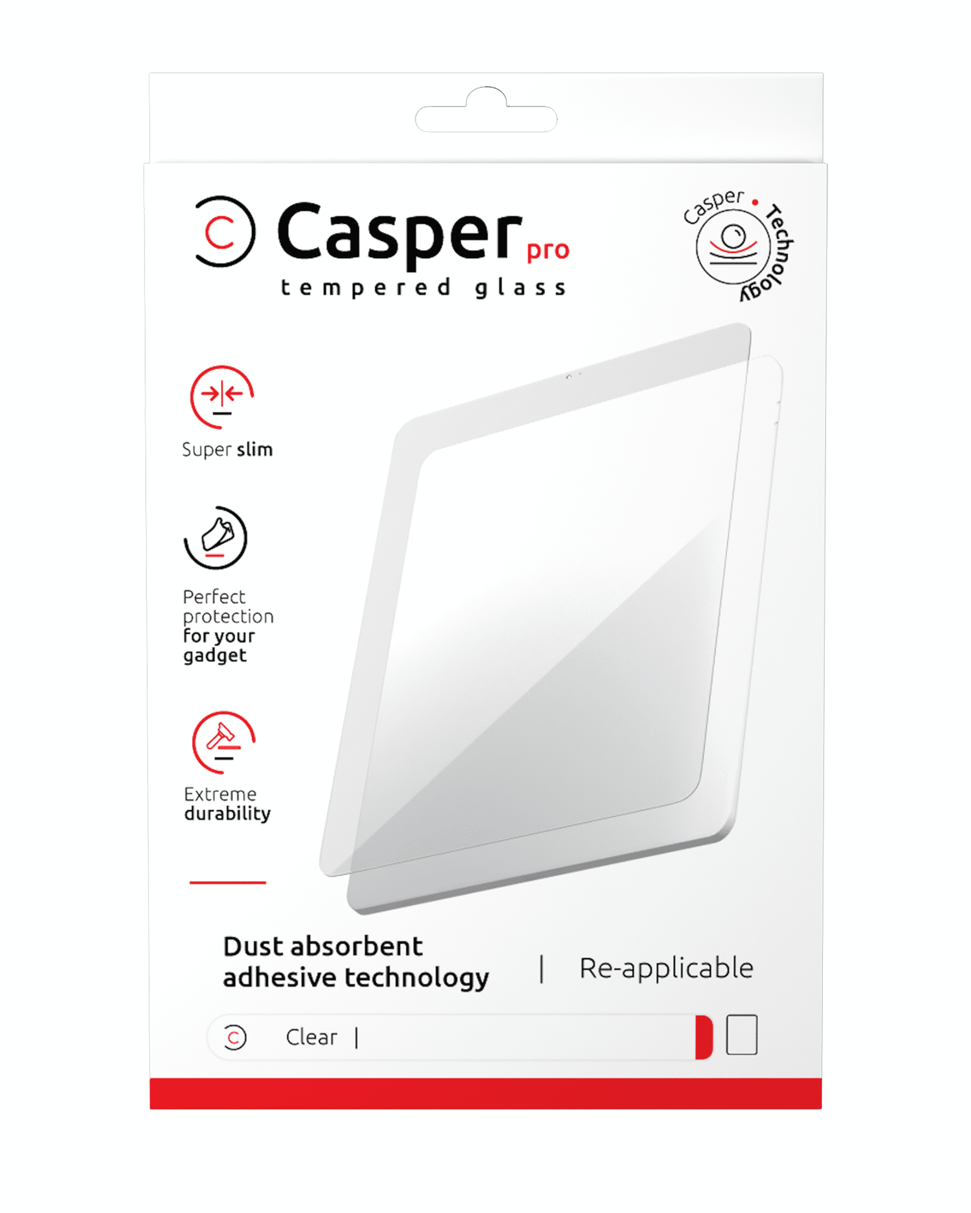 Casper Pro Tempered Glass For iPad Mini 1 / iPad Mini 2 / iPad Mini 3 (Retail Pack) (Clear)
