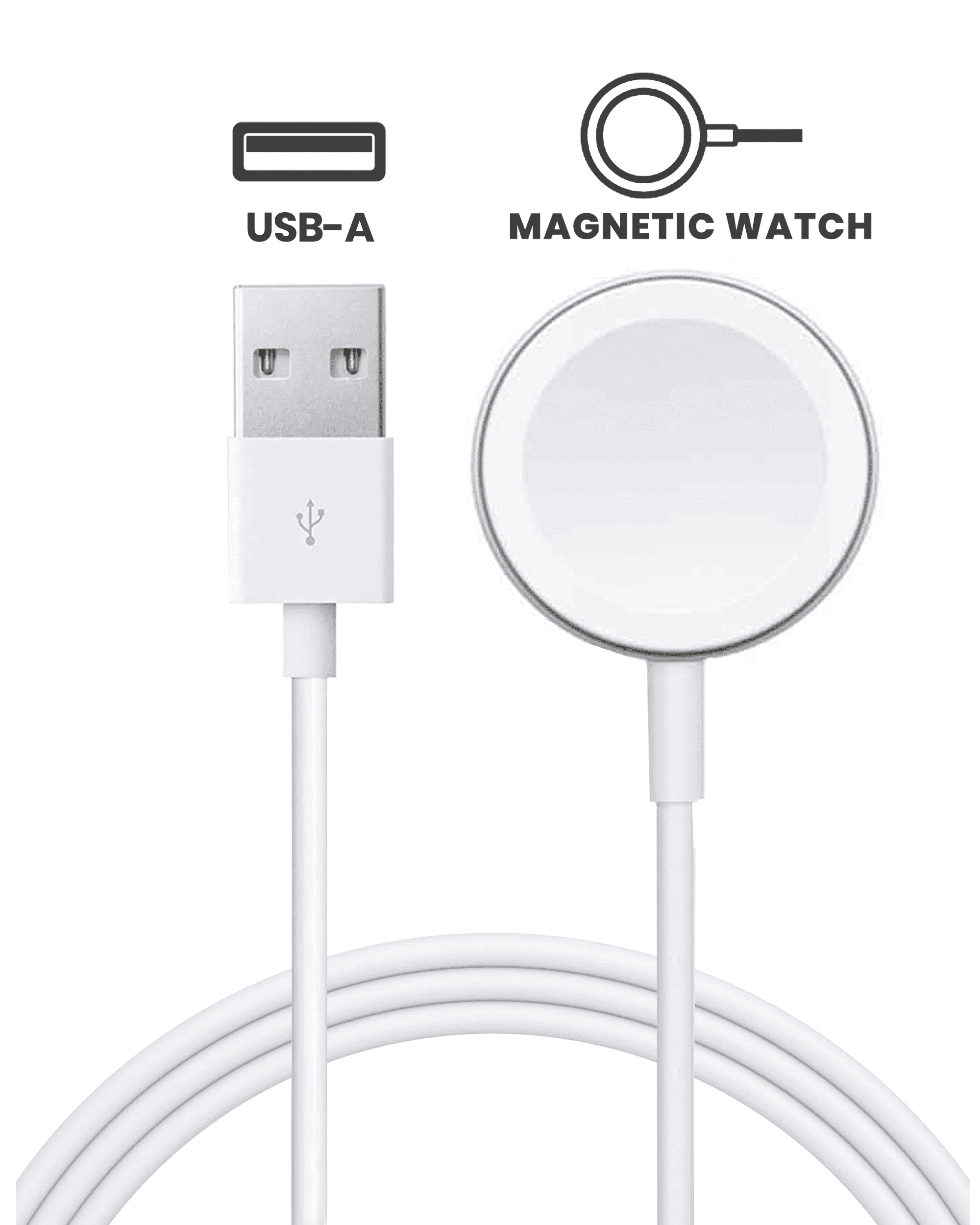 Apple USB-A Magnetic Charging Cable (1m, 3.3ft) (OEM Grade A, Bulk Packaging)