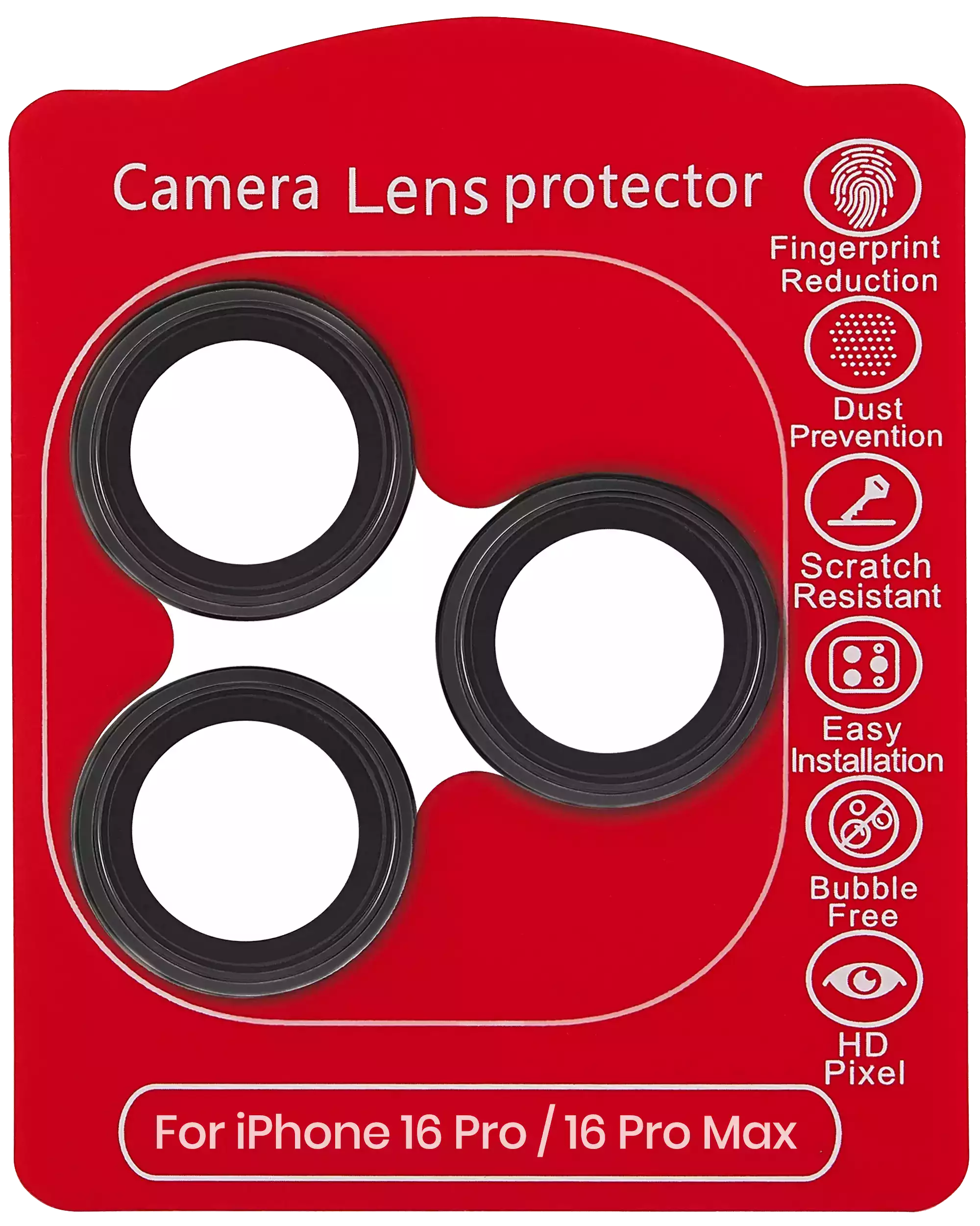 Casper Camera Lens Protector For iPhone 16 Pro / 16 Pro Max (Black) (Clear)