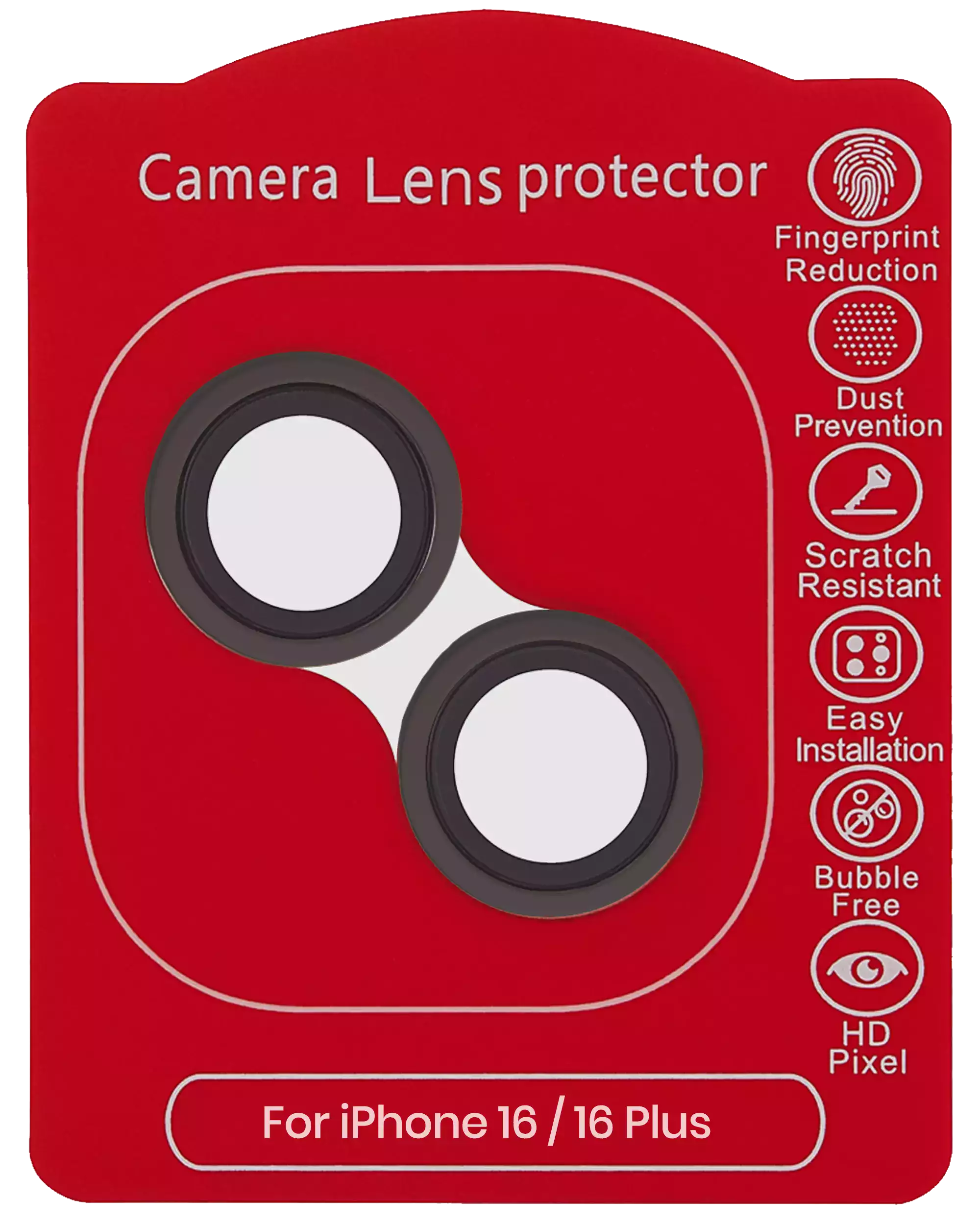 Casper Camera Lens Protector For iPhone 16 / 16 Plus (Black) (Clear)