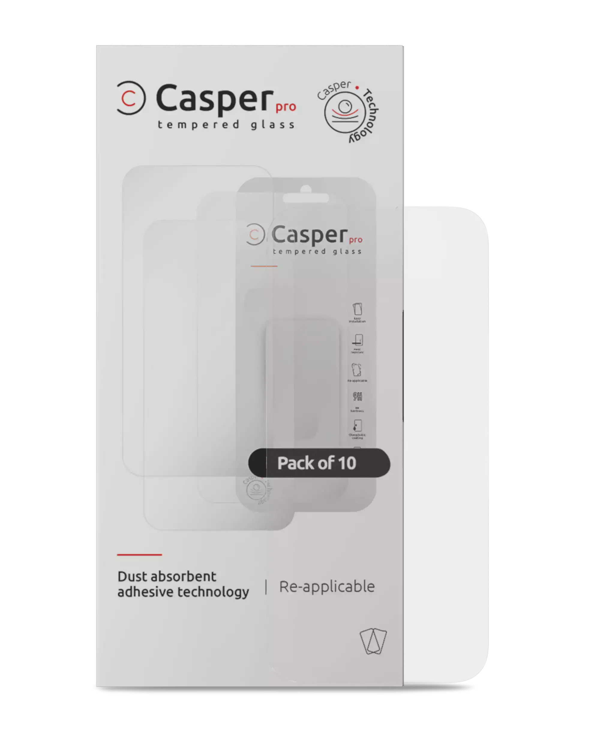 Casper Pro Tempered Glass For iPhone 16 Pro Max / 17 Pro Max / 18 Pro Max (10 Pack) (Clear)