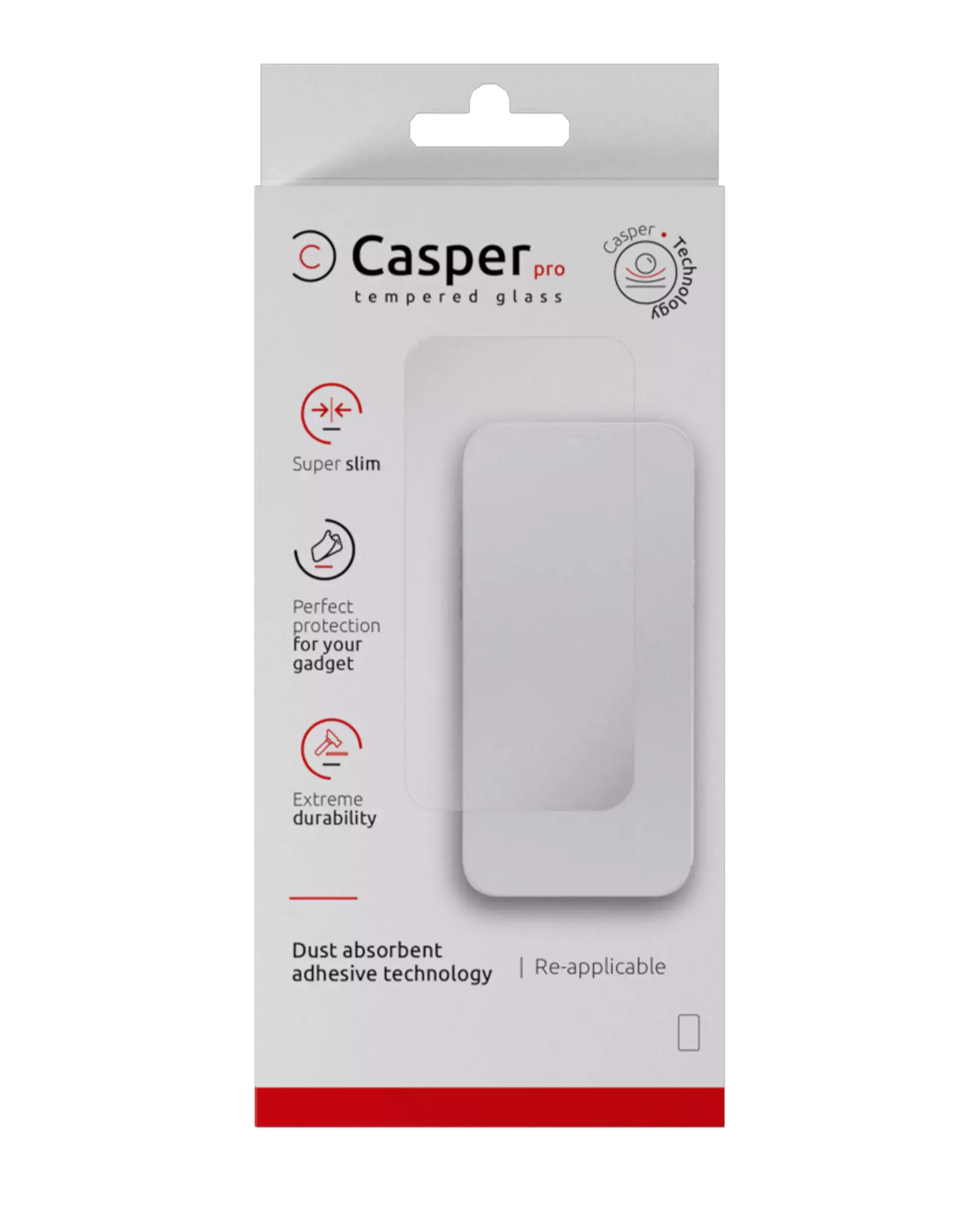 Casper Pro Tempered Glass For iPhone 16 Pro / 17 / 17 Pro / 18 Pro (Retail Pack) (Clear)