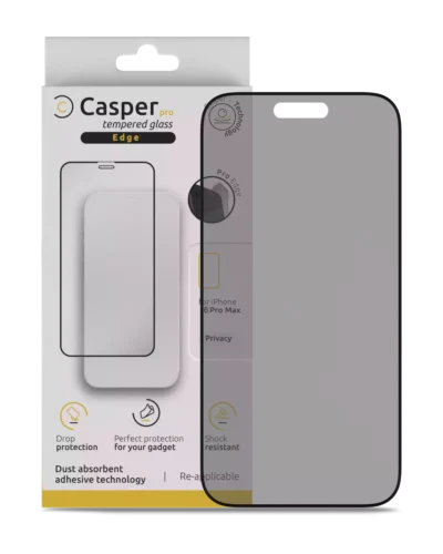 Casper Pro Edge Tempered Glass For iPhone 16 Pro Max / 17 Pro Max (Retail Pack) (Privacy)