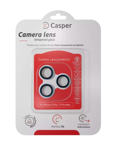 Camera Lens Protector for iPhone 15 Pro / 15 Pro Max - Blue Titanium Trim, Clear