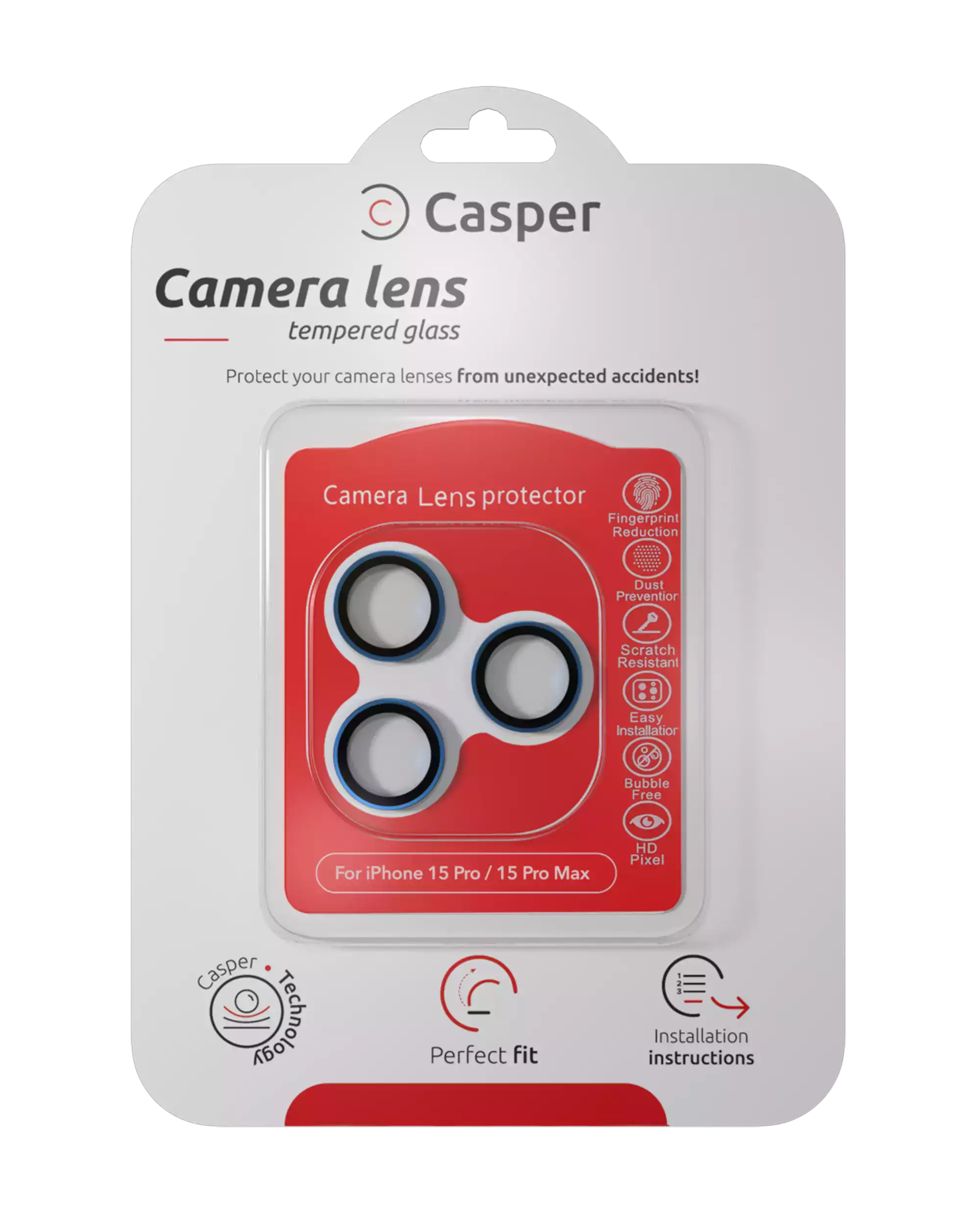 Camera Lens Protector for iPhone 15 Pro / 15 Pro Max - Blue Titanium Trim, Clear