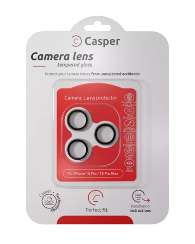 Casper Camera Lens Protector For iPhone 15 Pro / 15 Pro Max (Clear) (Silver)
