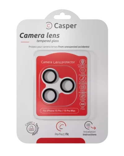 Camera Lens Protector for iPhone 15 Pro / 15 Pro Max - Black Trim, Clear
