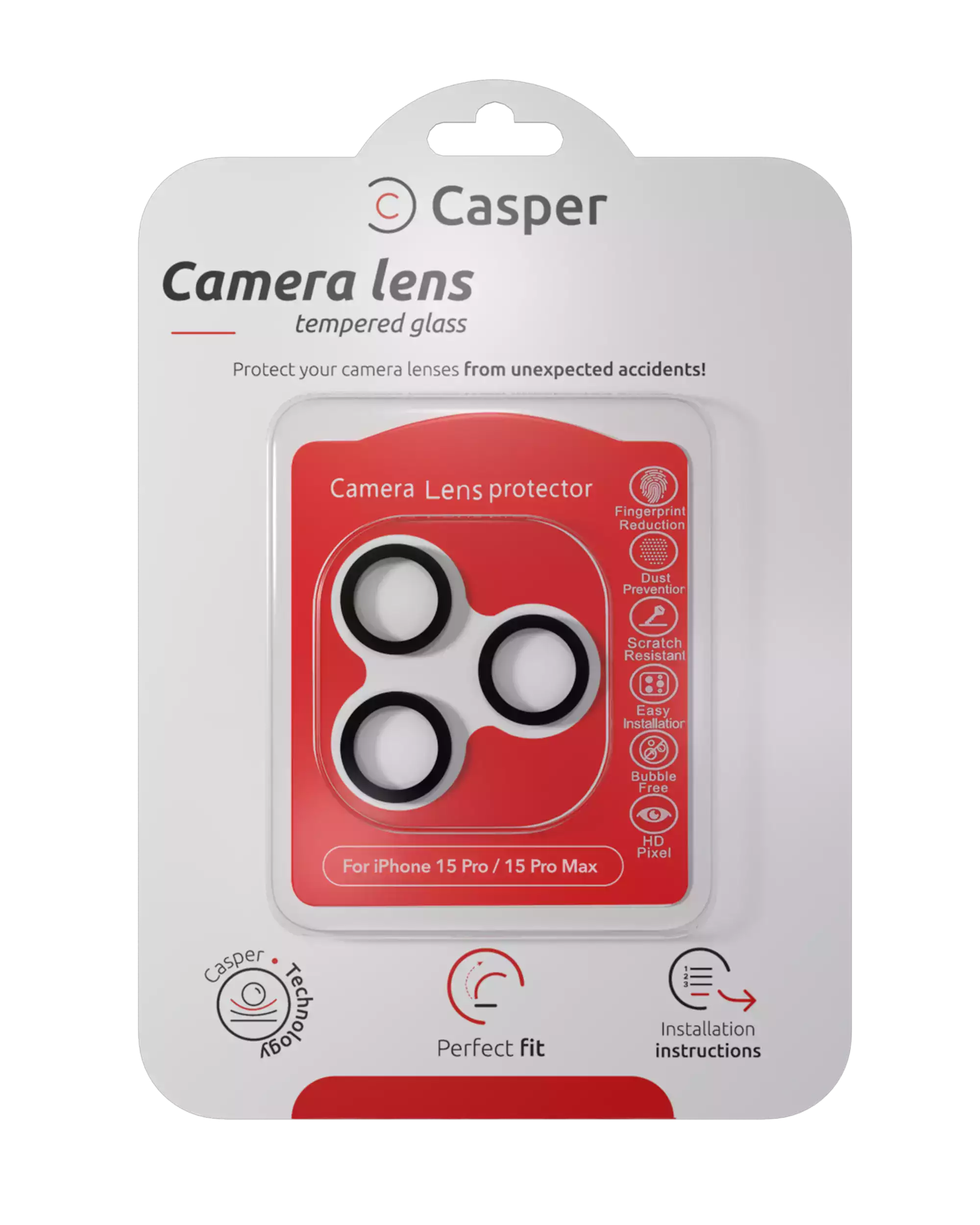 Camera Lens Protector for iPhone 15 Pro / 15 Pro Max - Gray Trim, Clear