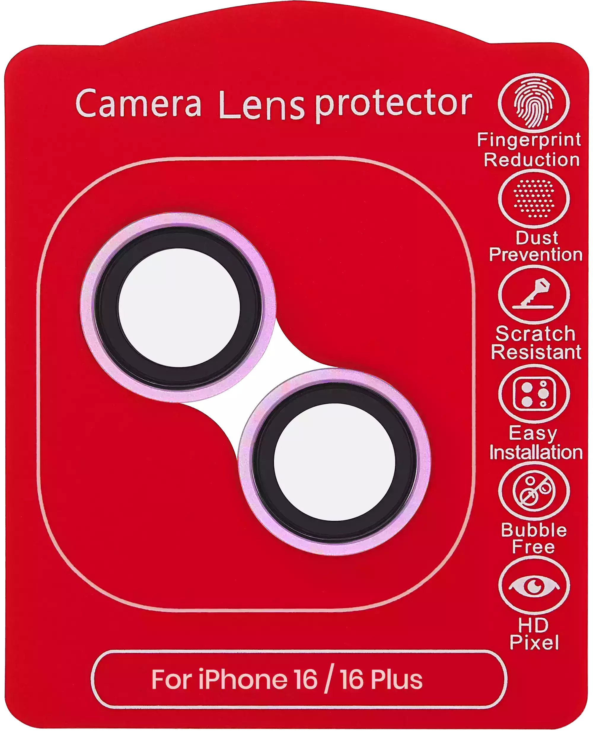 Casper Camera Lens Protector For iPhone 16 / 16 Plus (Pink) (Clear)