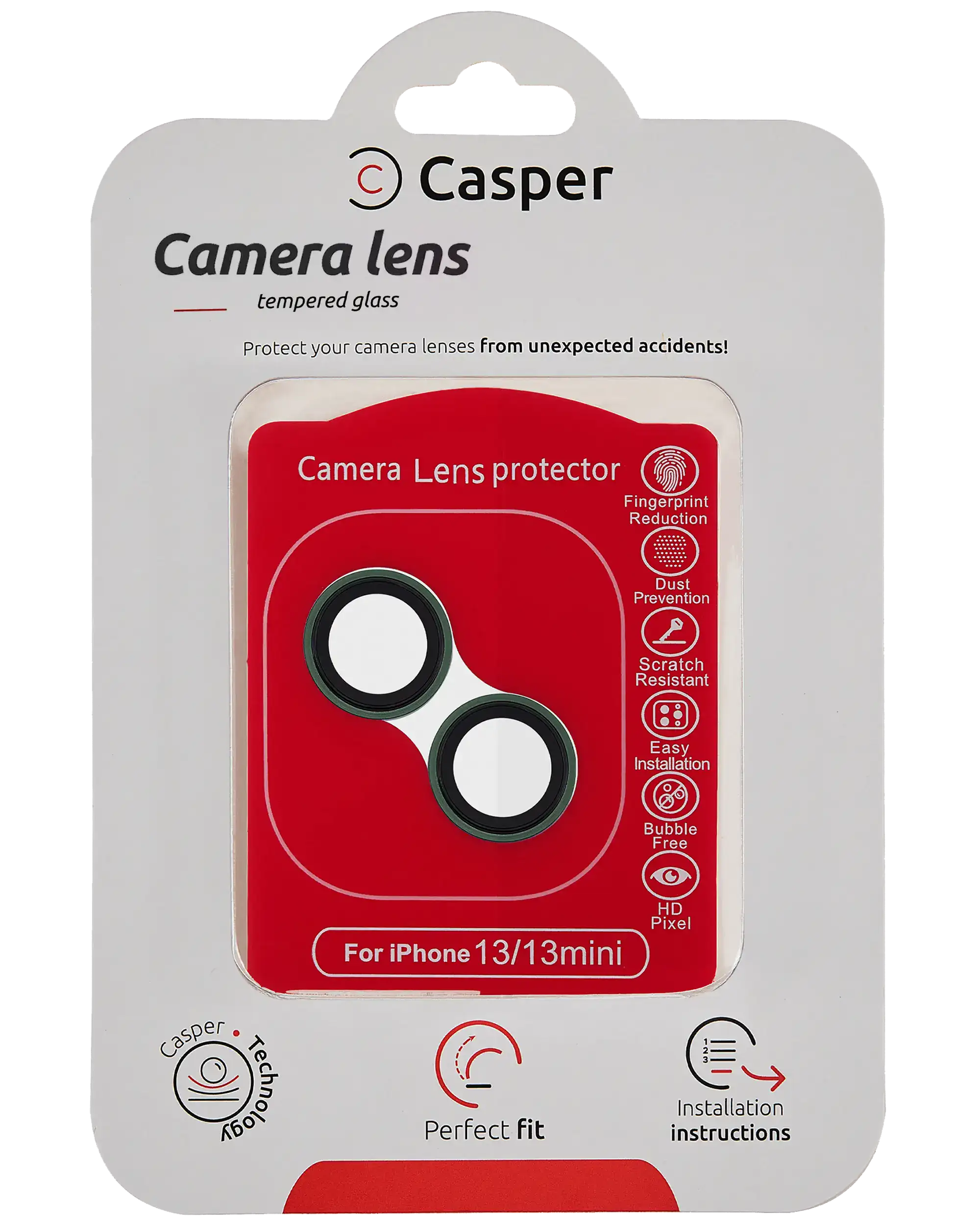Casper Camera Lens Protector For iPhone 13 / 13 Mini (Alpine Green) (Clear)