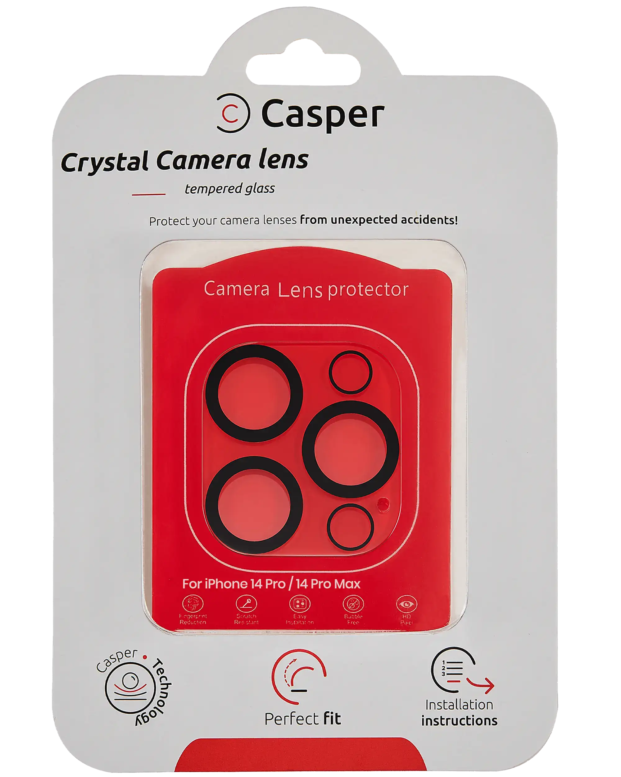 Casper Camera Lens Protector For iPhone 14 Pro / 14 Pro Max (Crystal Full Cover)