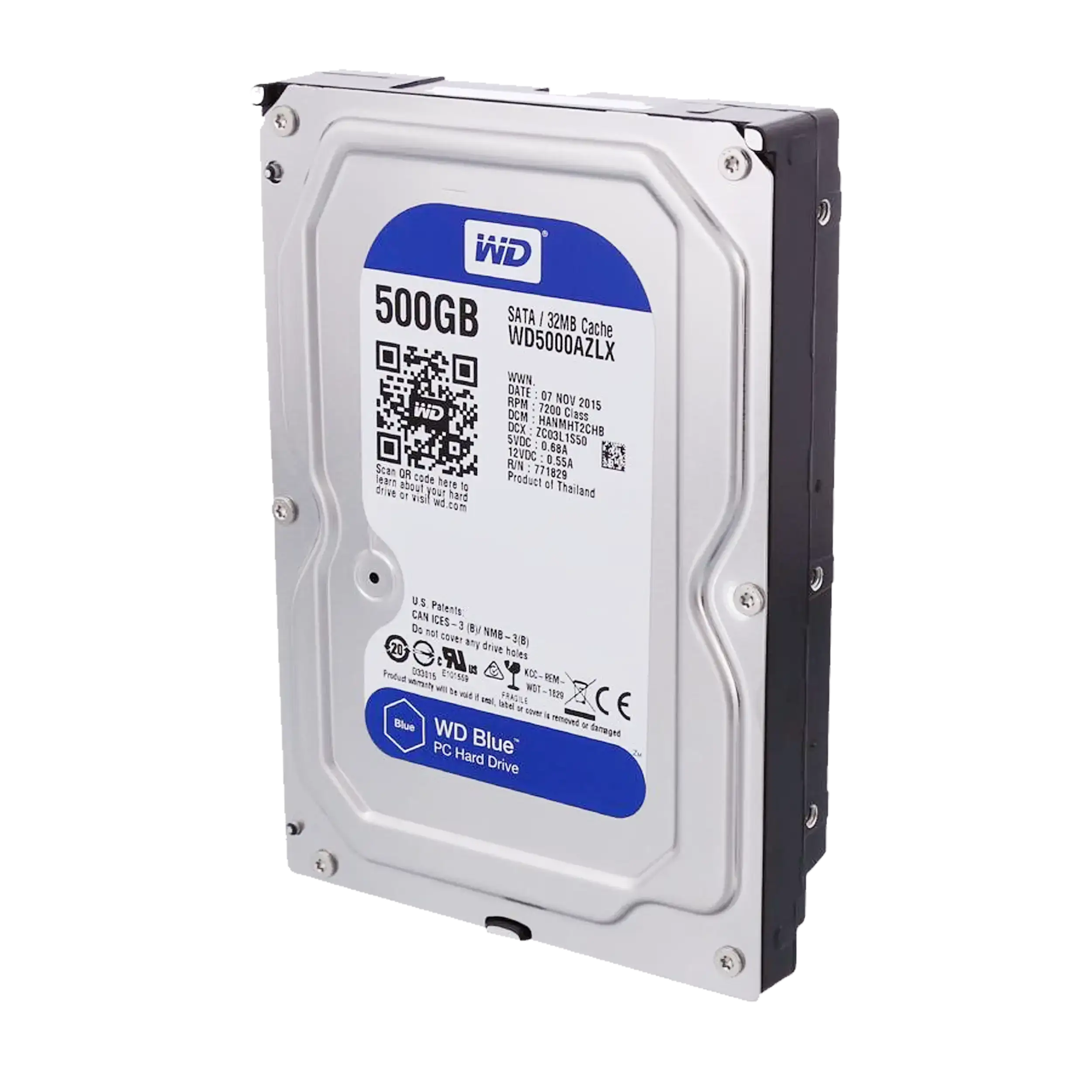 500GB WD Blue 3.5" HDD Internal Hard Drive - 7200 RPM (26mm) (Premium)