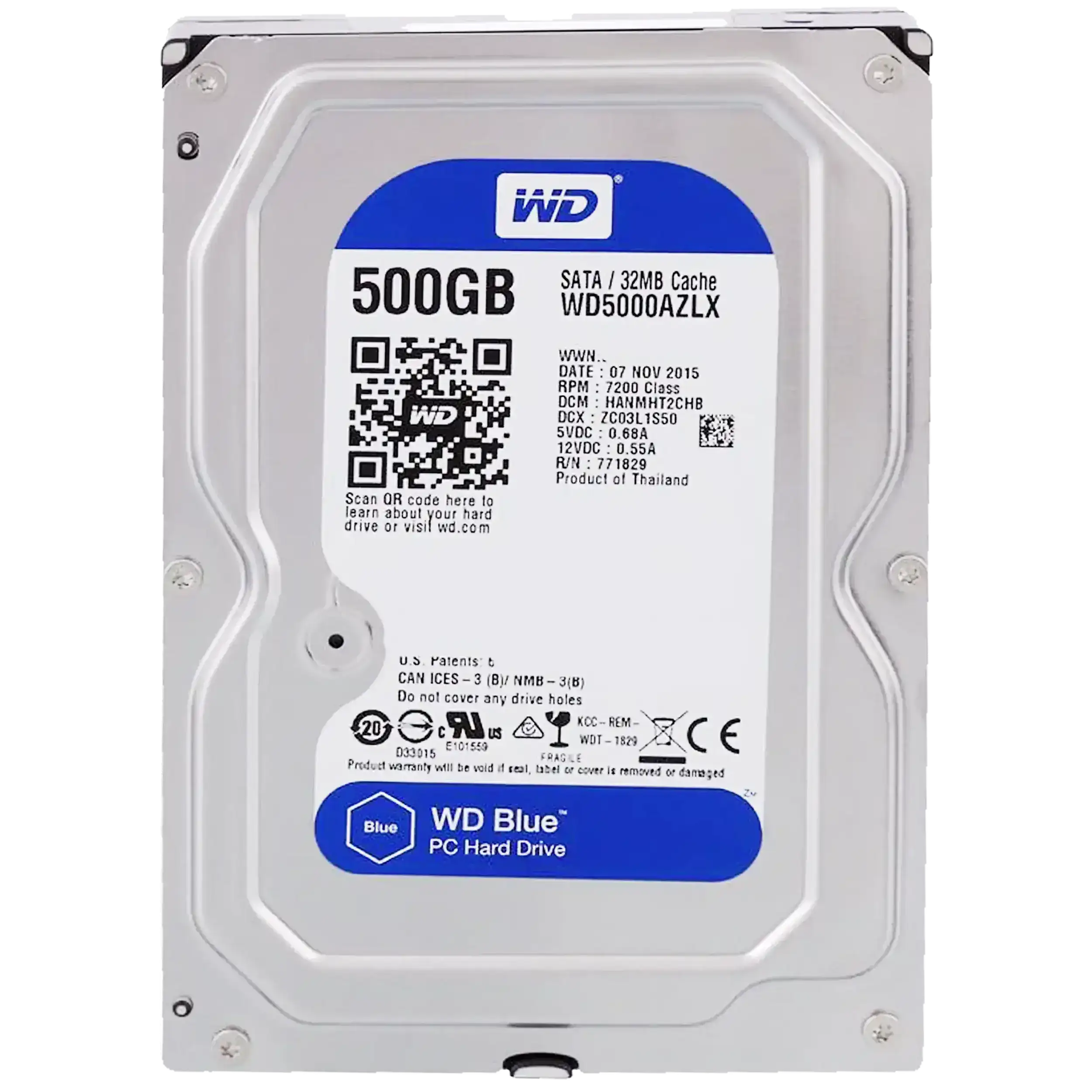 500GB WD Blue 3.5" HDD Internal Hard Drive - 7200 RPM (26mm) (Premium)