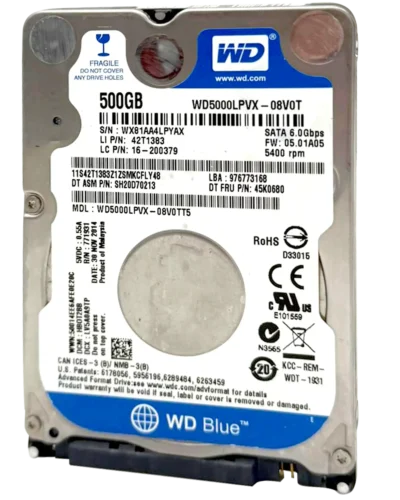 500GB WD Blue 2.5" HDD Internal Hard Drive - 5400 RPM (7mm) (Premium)