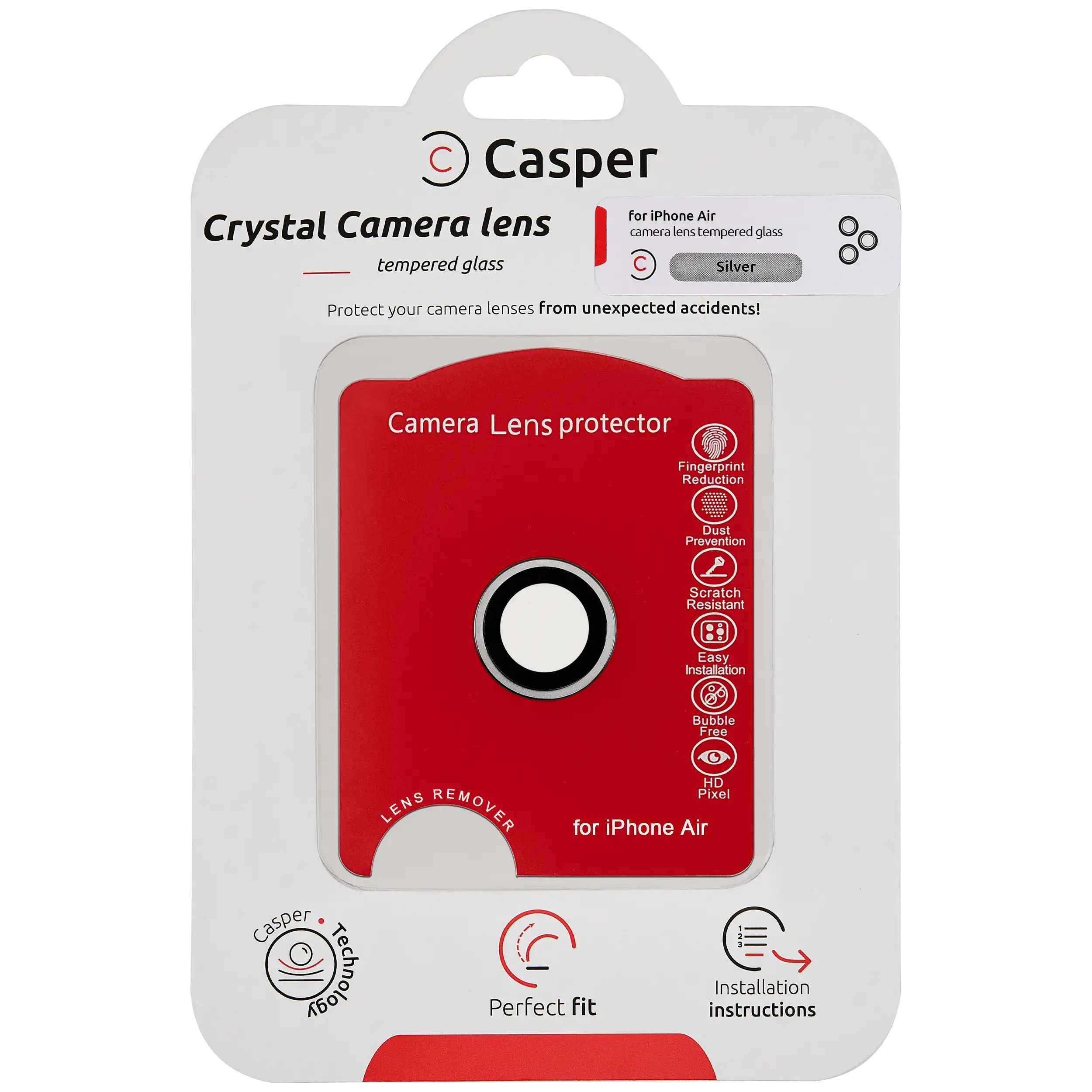 Casper Camera Lens Protector For iPhone Air (Silver) (Clear)