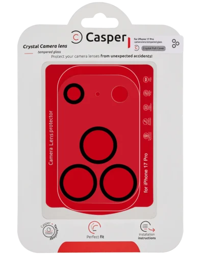 Casper full cover crystal tempered glass camera lens protector packaging for iPhone 17 Pro