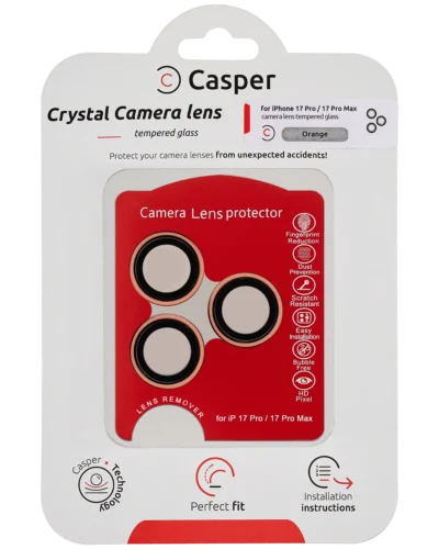 Casper Camera Lens Protector For iPhone 17 Pro / 17 Pro Max (Orange) (Clear)