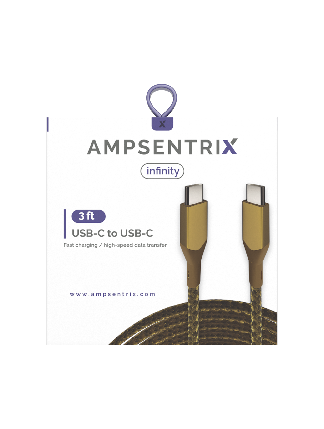 AmpSentrix Infinity USB-C to USB-C Cable (1m/3ft) - Gold