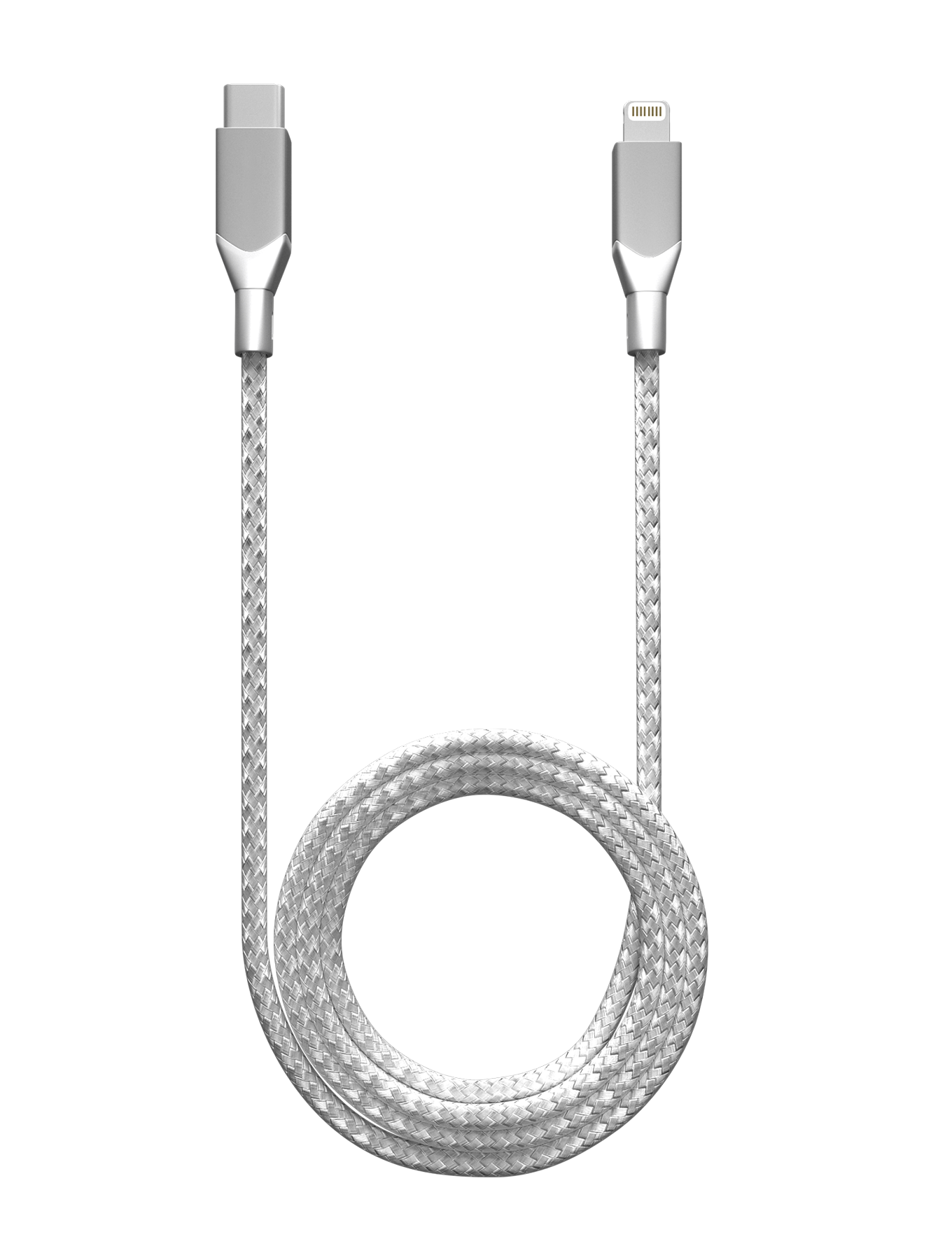 AmpSentrix Infinity Lightning to USB-C Cable (Non-MFI) (1m, 3ft) (Silver)