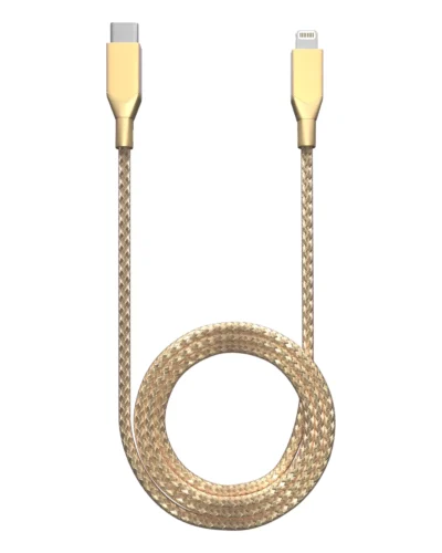 Lightning To USB Type C Cable (Non-MFI) (1 m / 3 ft) (AmpSentrix Infinity) (Gold)