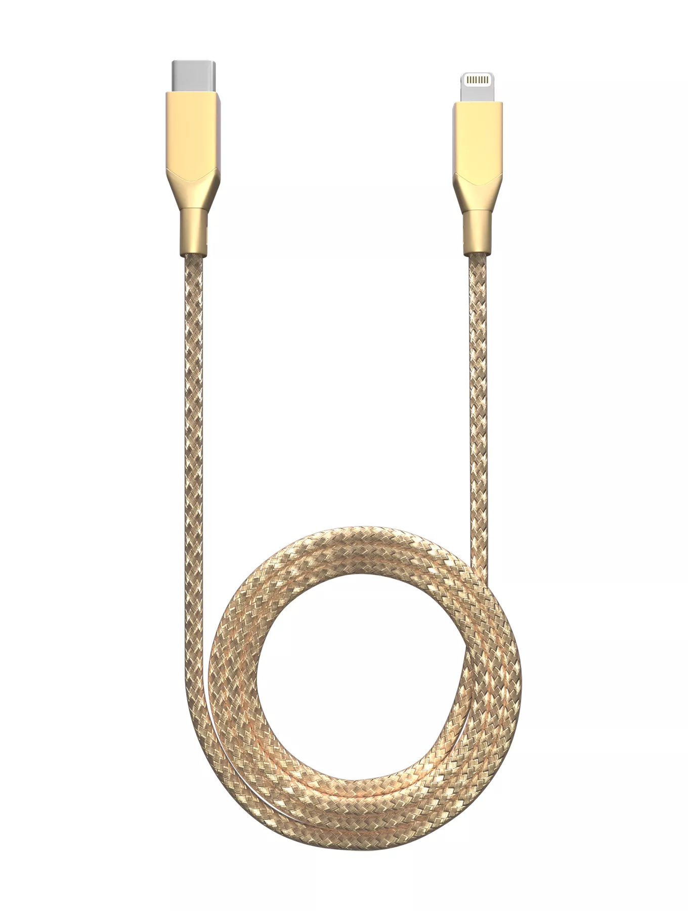 Lightning To USB Type C Cable (Non-MFI) (1 m / 3 ft) (AmpSentrix Infinity) (Gold)