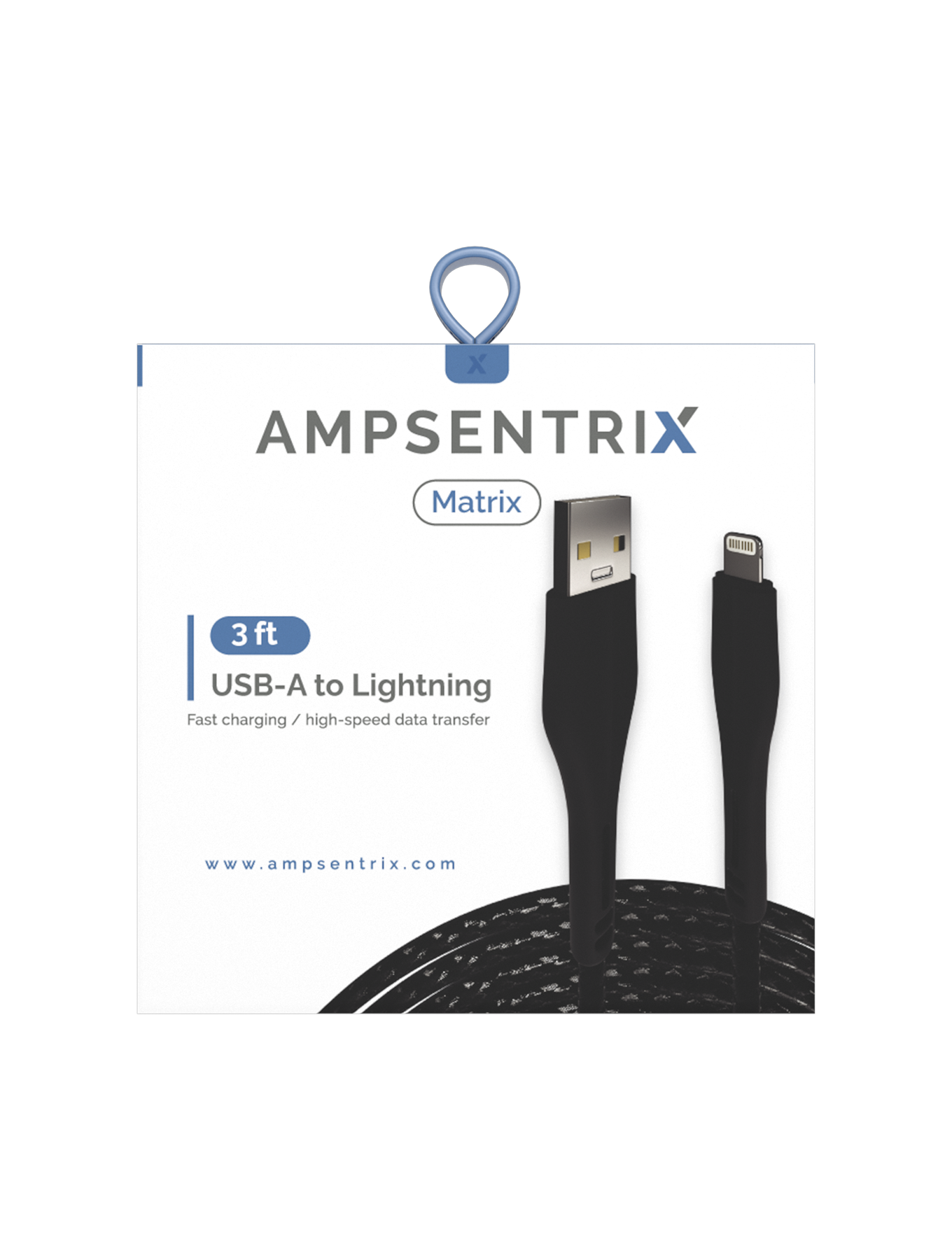 AmpSentrix Matrix Lightning to USB-A Cable – Black