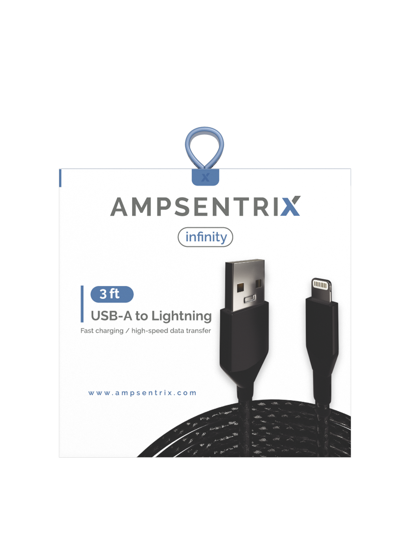 AmpSentrix Infinity USB-A to Lightning Cable – Black