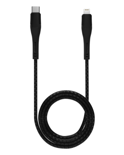 AmpSentrix Alpha Lightning to USB-C Cable (MFI) (2m, 6ft) (Black)